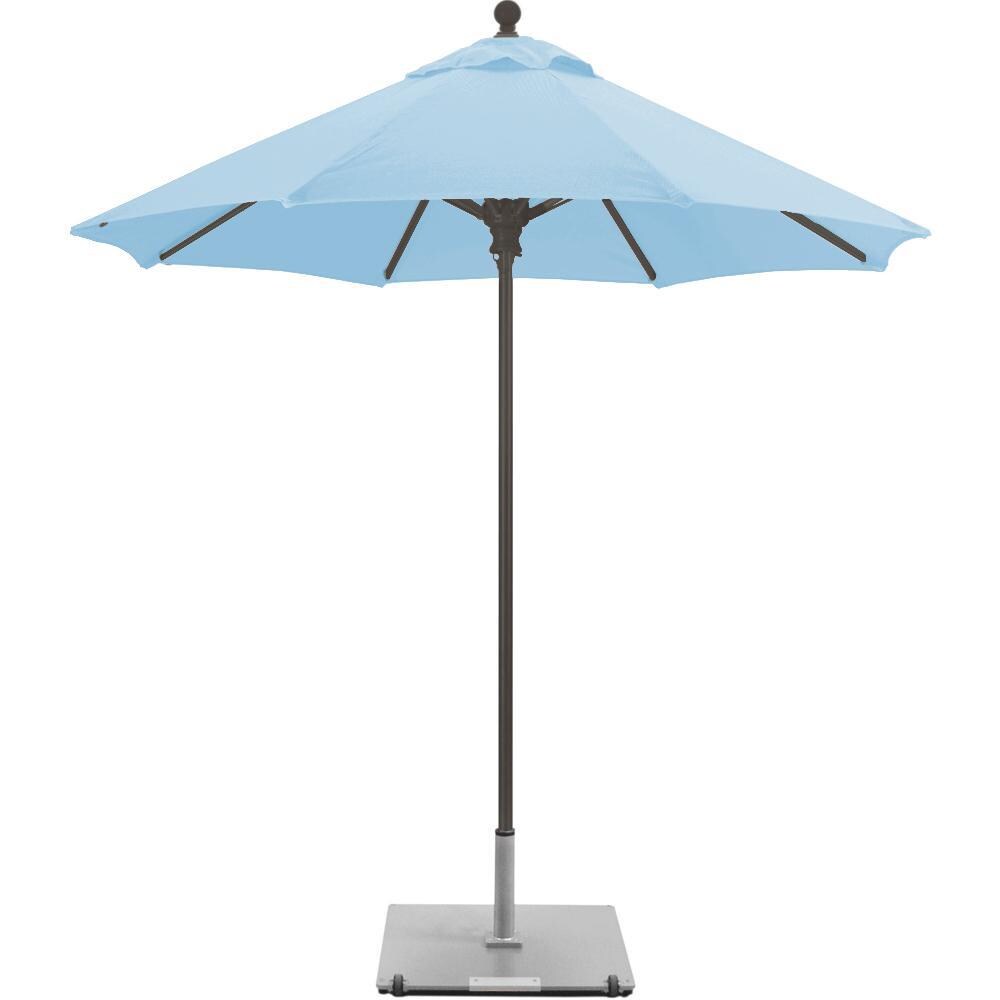 Galtech 7.5 Ft. Commercial Octagonal Aluminum Patio Market Umbrella W/ Push Lift - Antique Bronze Frame W/ Sunbrella Canvas Air Blue Canopy