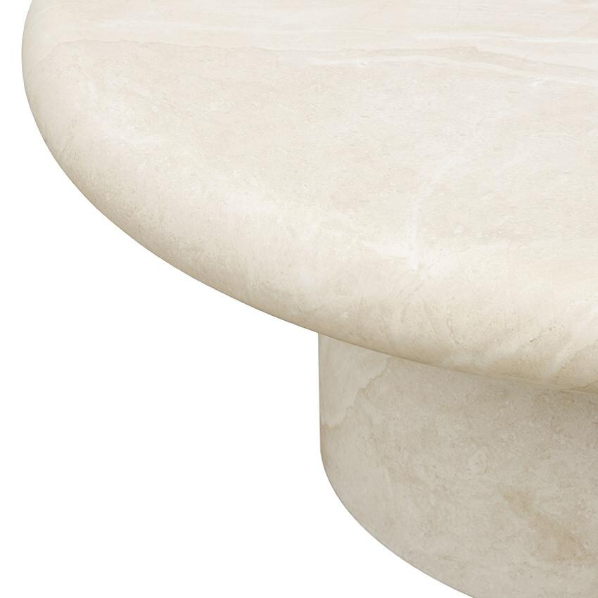 Travertino 41 Inch Cream GFRC Round Coffee Table by Sunset West - Top - Detail thumbnail