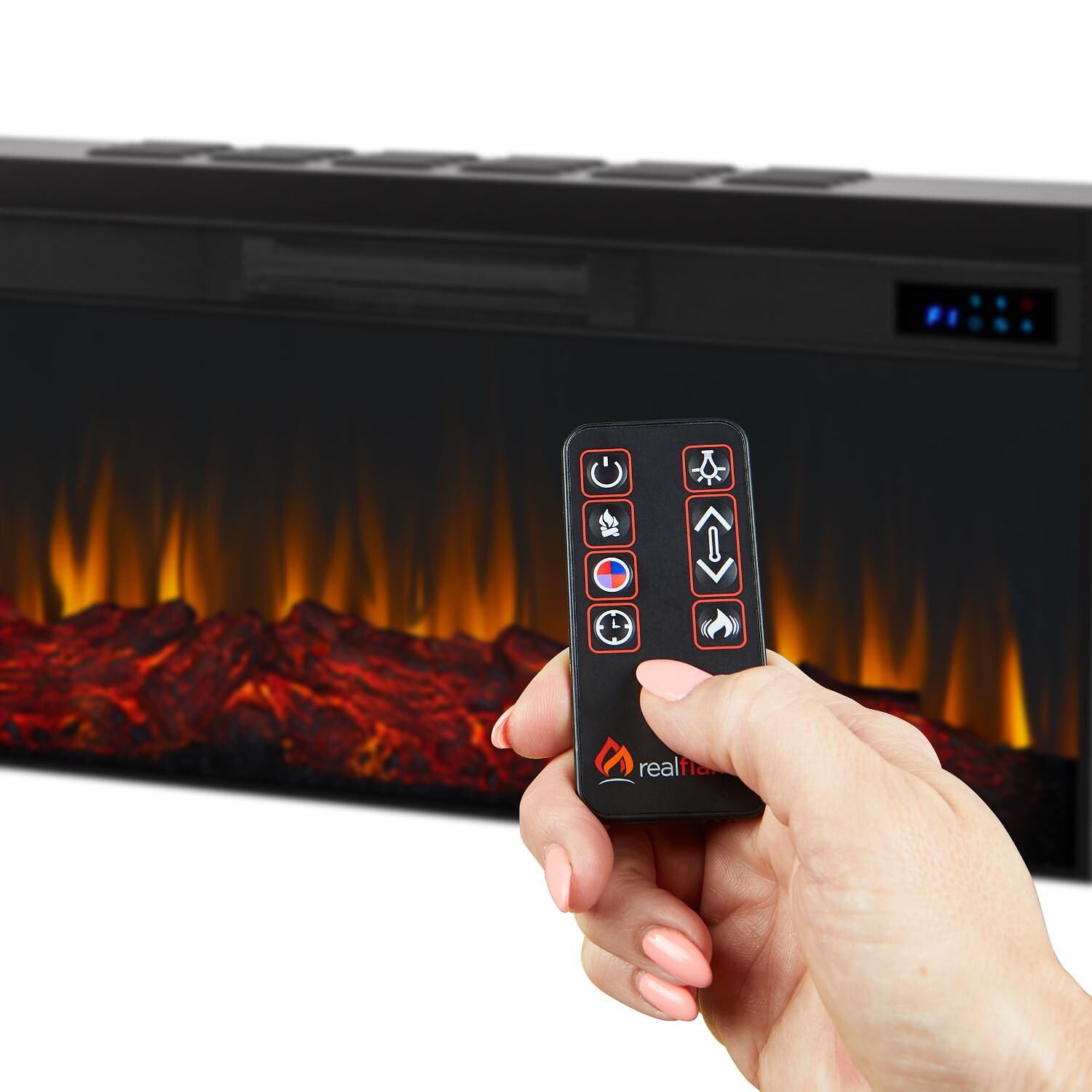 Real Flame 4130E-EO Alcott 74-Inch Electric Fireplace With Mantel - With Remote thumbnail