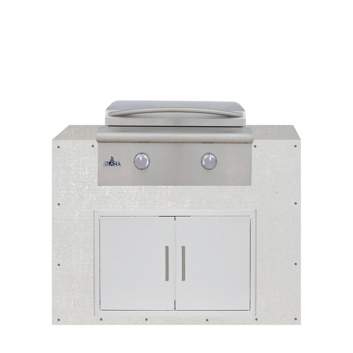 BBQGuys Signature 48-in Ready for Finish Outdoor Kitchen Module w/ Blaze LTE+ 30-in Propane Griddle & Double Doors - Module - White Background thumbnail