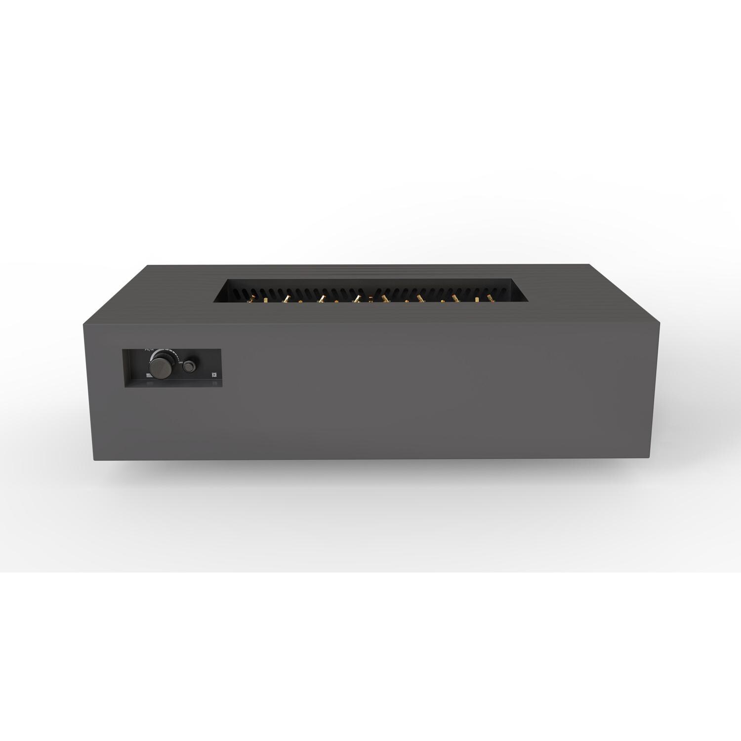 AON 60 x 34 Inch Rectangular Powder Coated Steel Propane Fire Pit Table in Charcoal By Warming Trends - Front Angled View - White Background thumbnail