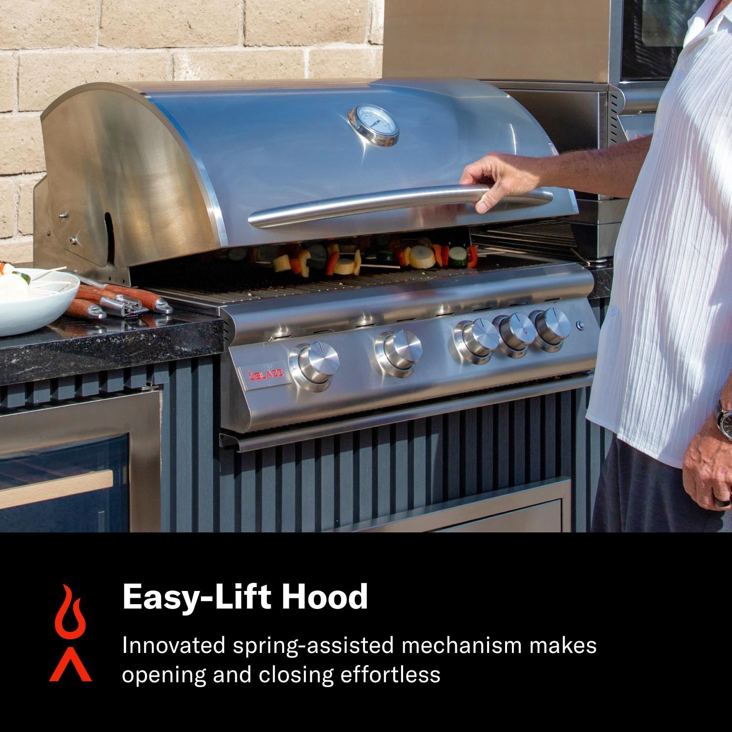 Blaze BLZ-4LTE3-LP Built-In Propane Grill - Easy-Lift Hood - Detail thumbnail