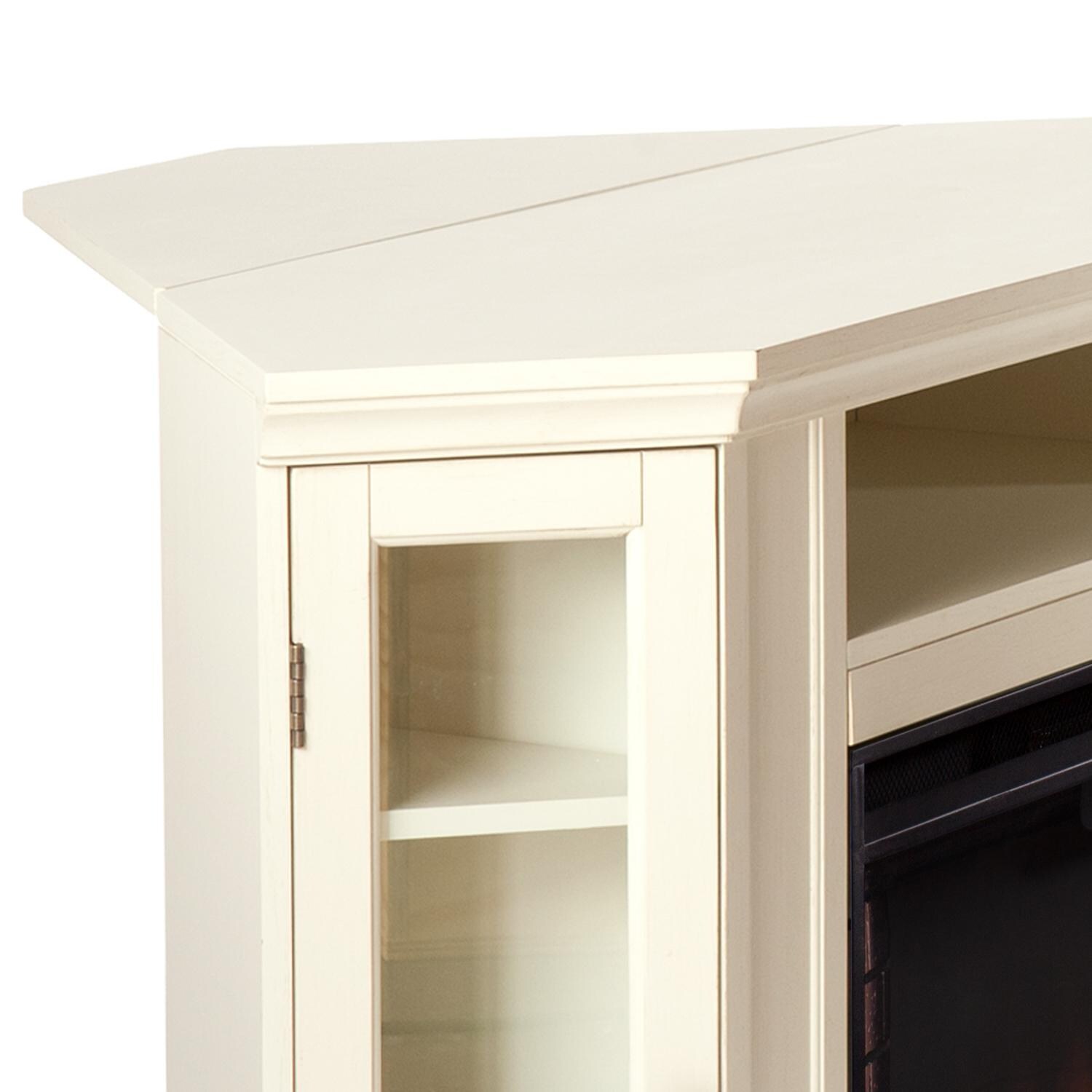Southern Enterprises Claremont 48-Inch Electric Fireplace Media Console - Ivory - Cabinet Detail thumbnail