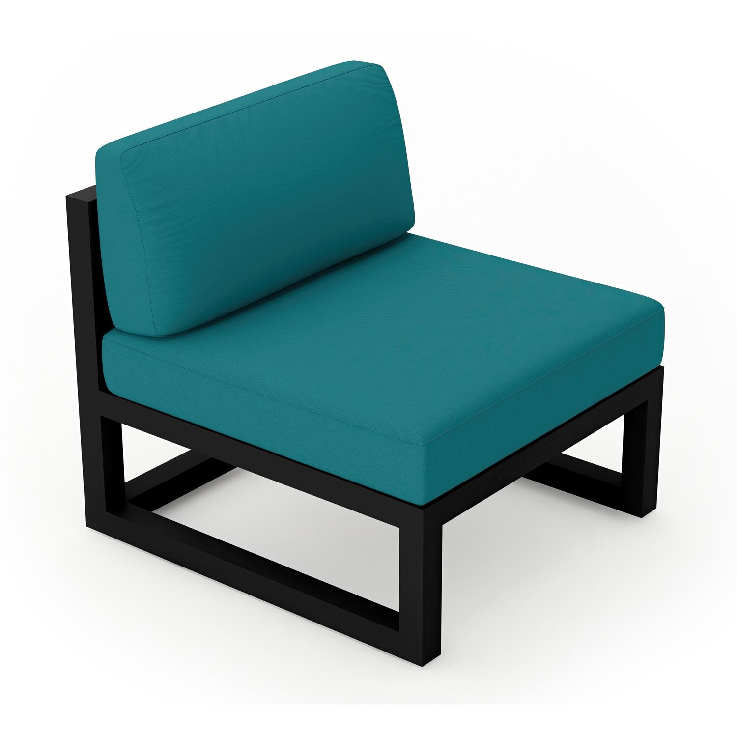Lakeview  MSTYCV-BK-MS-PC Misty Cove Aluminum Middle Club Chair in Black w/Spectrum Peacock by Lakeview Outdoor Designs - Angled Front - White Background thumbnail