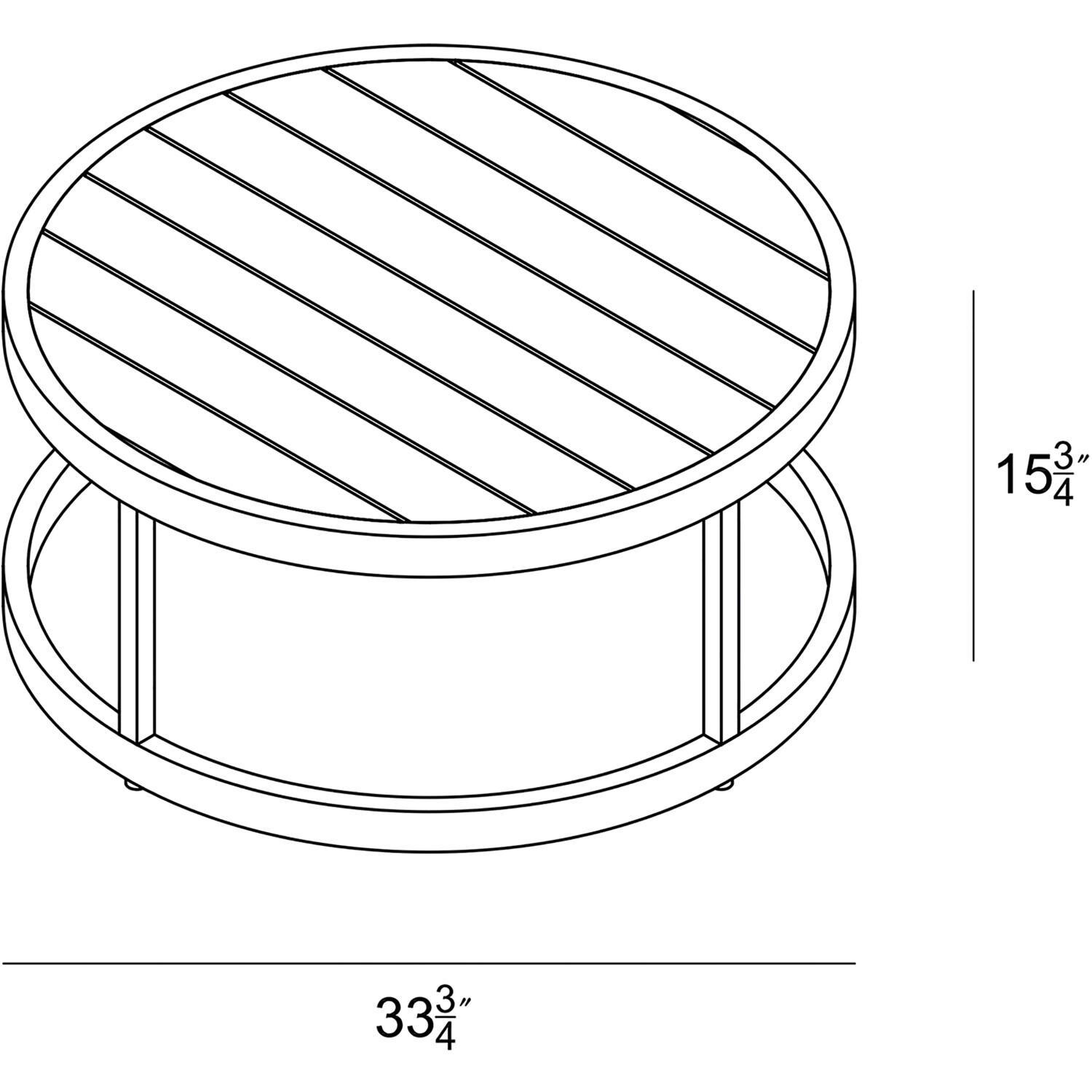 Lakeview MSTYCV-BK-RCT Misty Cove 34-Inch Black Aluminum Coffee Table by Lakeview Outdoor Designs - Line Drawing - Dimensional thumbnail