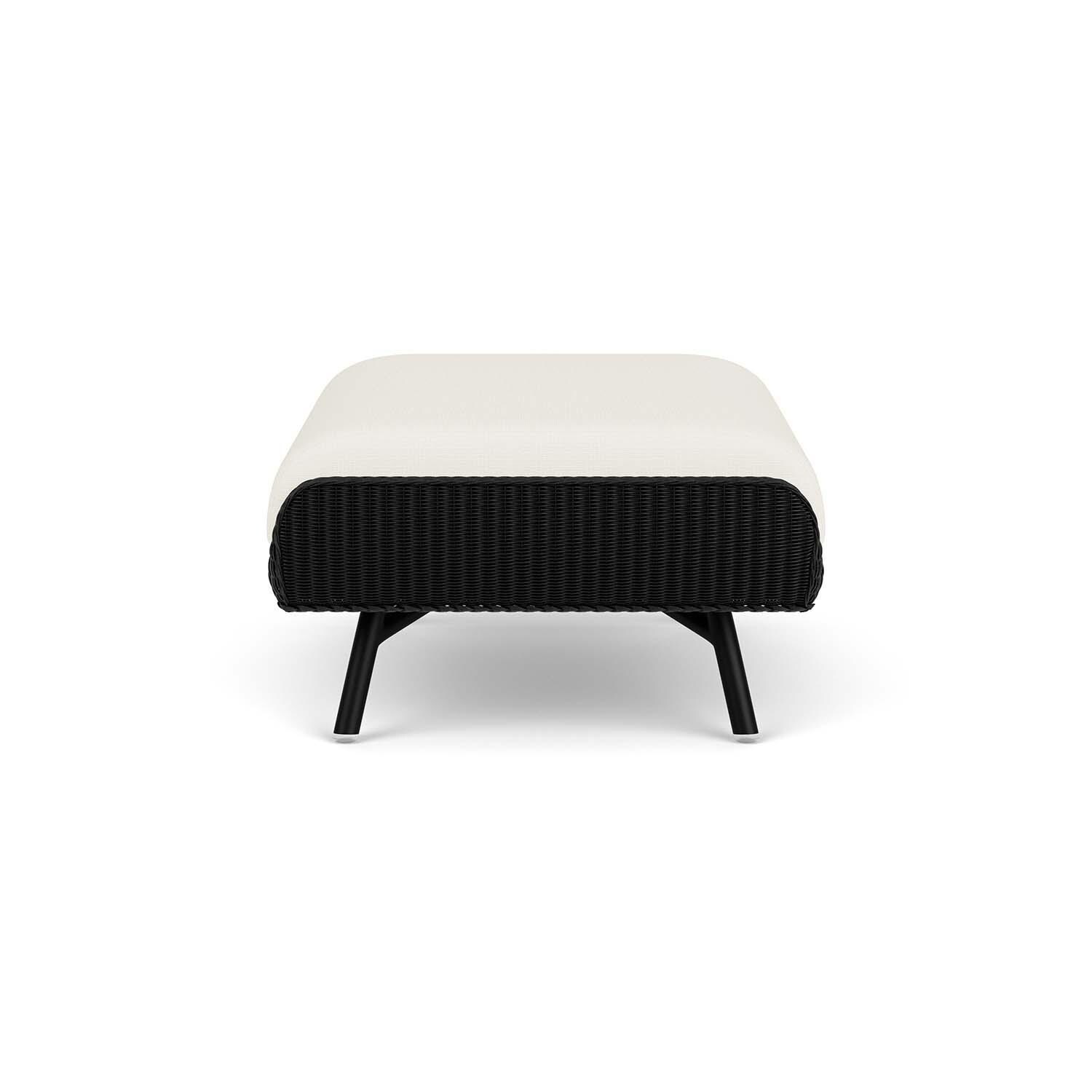 Lloyd Flanders Essence Ottoman W/Sailcloth Salt Fabric - Ebony Finish - Side thumbnail