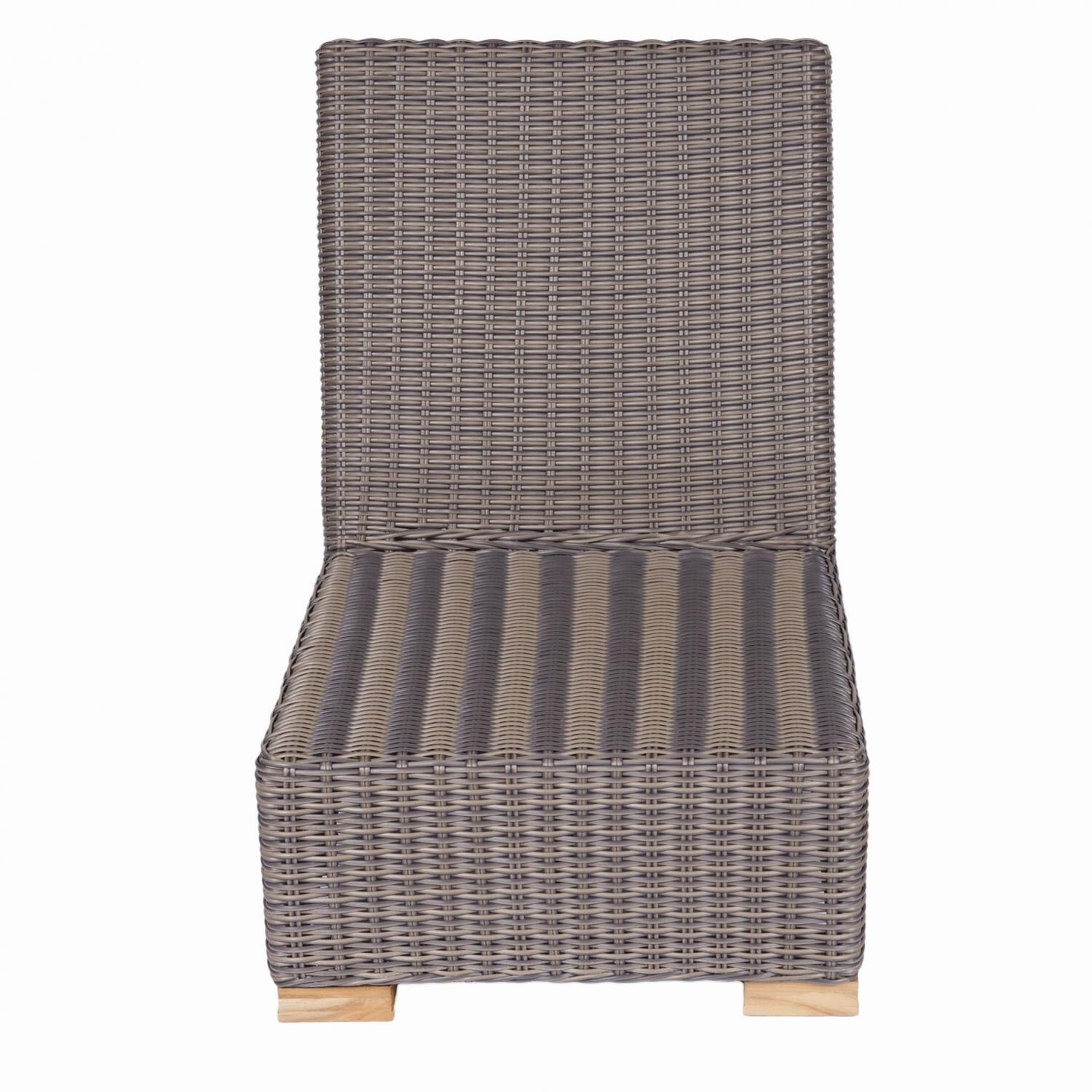 Royal Teak Collection SBINN Sanibel Wicker Armless Club Chair w/ Sunbrella Cushions in Canvas Navy - Chair - White Background thumbnail