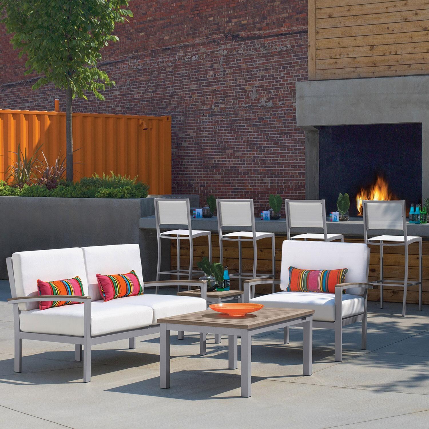 Travira Aluminum End Table W/ Vintage Tekwood Top - Patio - W/ Seating Set - Lifestyle thumbnail