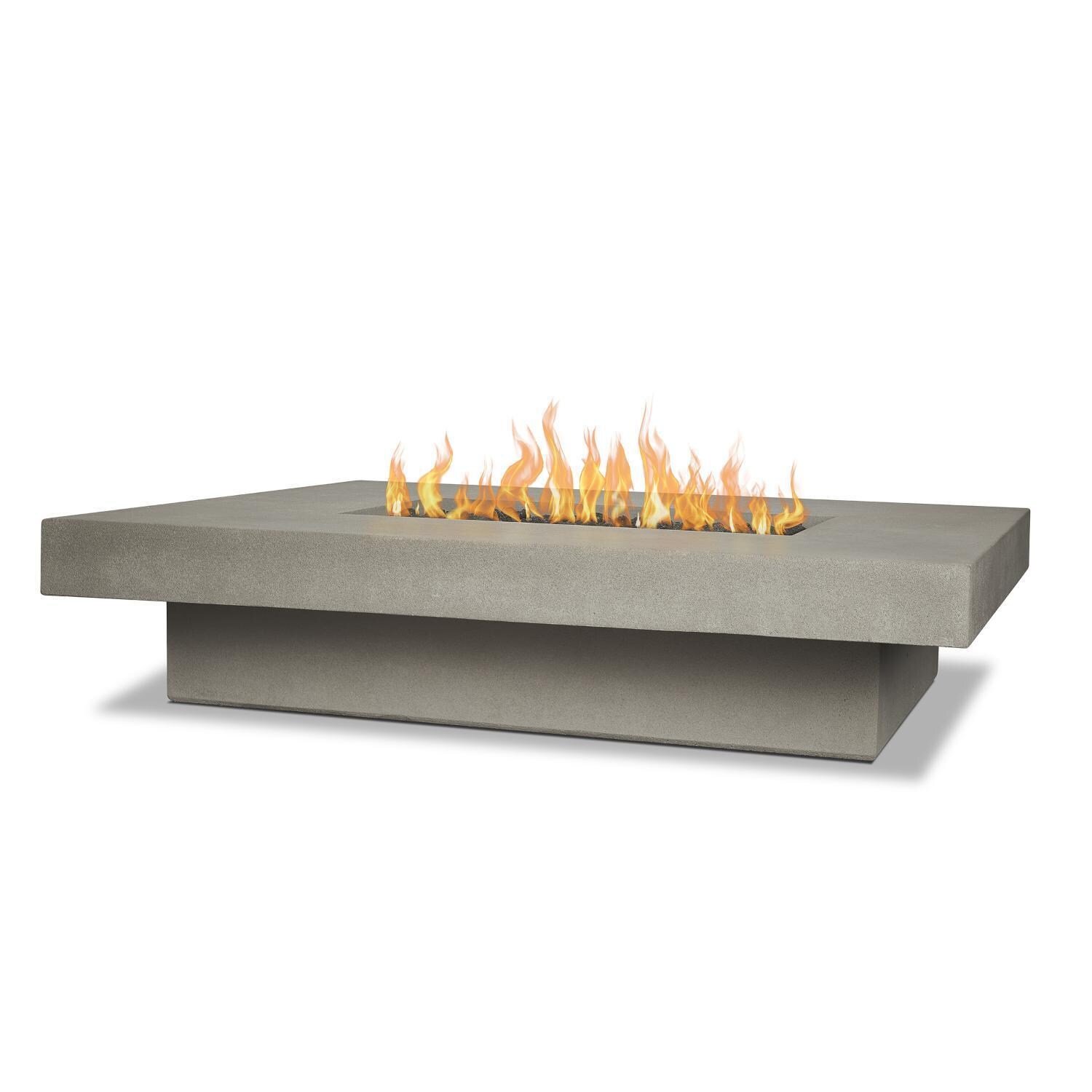Hickory Bay 3703LP-FLNT 60 Inch Rectangular Glass Fiber Reinforced Concrete Propane Fire Pit Table in Flint by BBQGuys Signature - On - White Background thumbnail