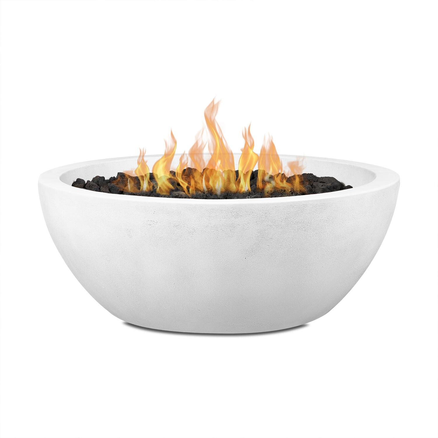 Dustyview 38-in Round Concrete Natural Gas Fire Bowl in White by BBQGuys Signature - White Background thumbnail