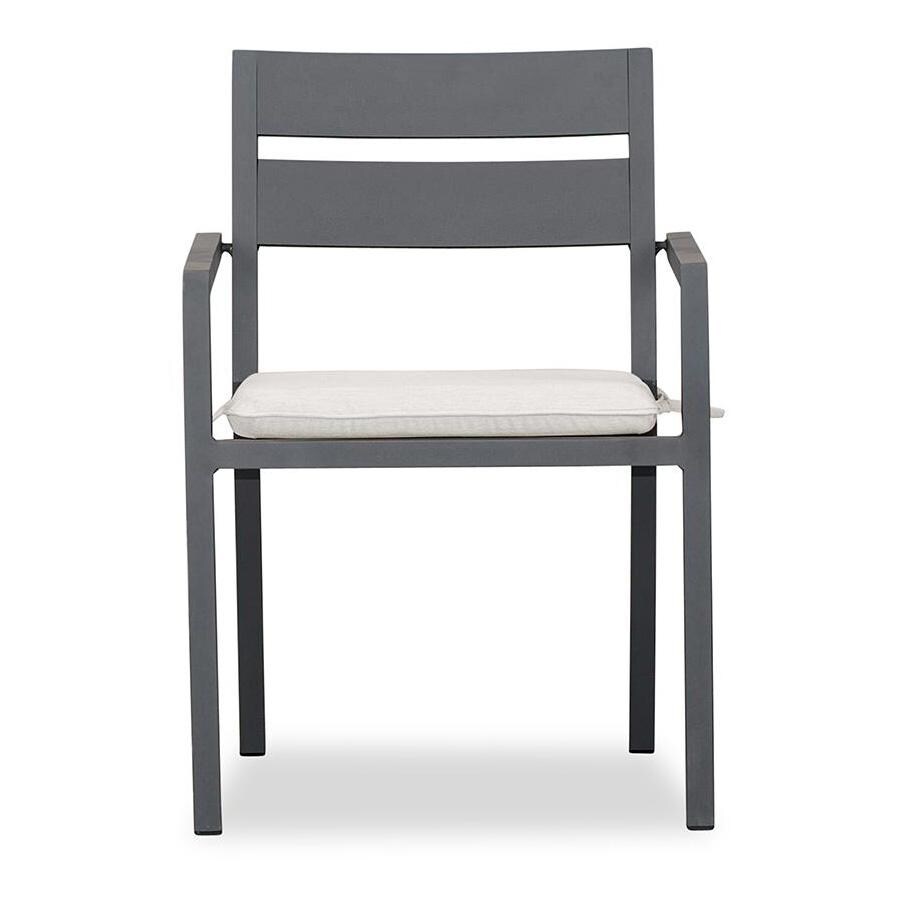 Calm Bay Aluminum Dining Arm Chair in Slate/Canvas Natural by Lakeview Outdoor Designs - Front - White Background thumbnail