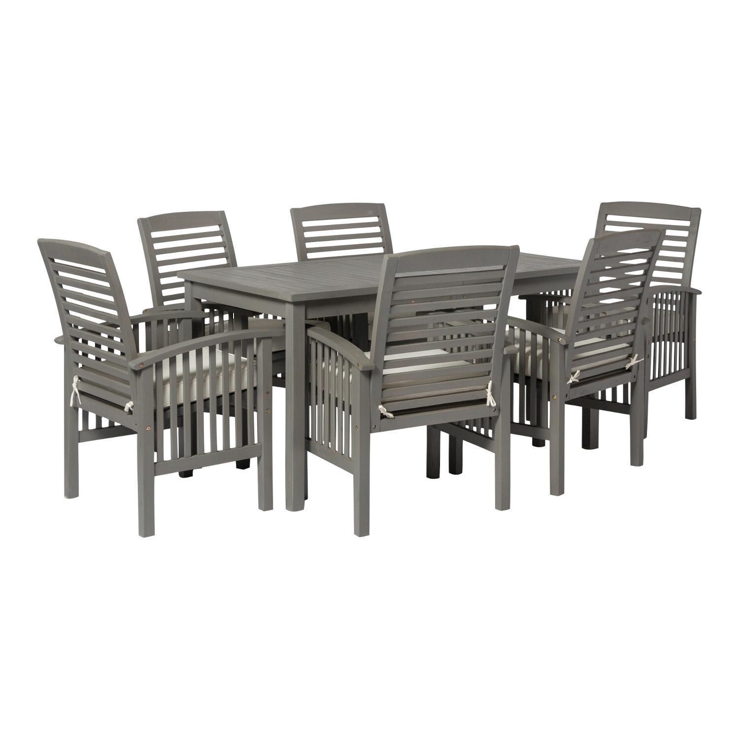 Ultimate Patio Horizon Way 7 Piece Acacia Patio Dining Set W/ 60 X 32 Inch - Rectangular - Table - Gray Wash - Angled Left thumbnail
