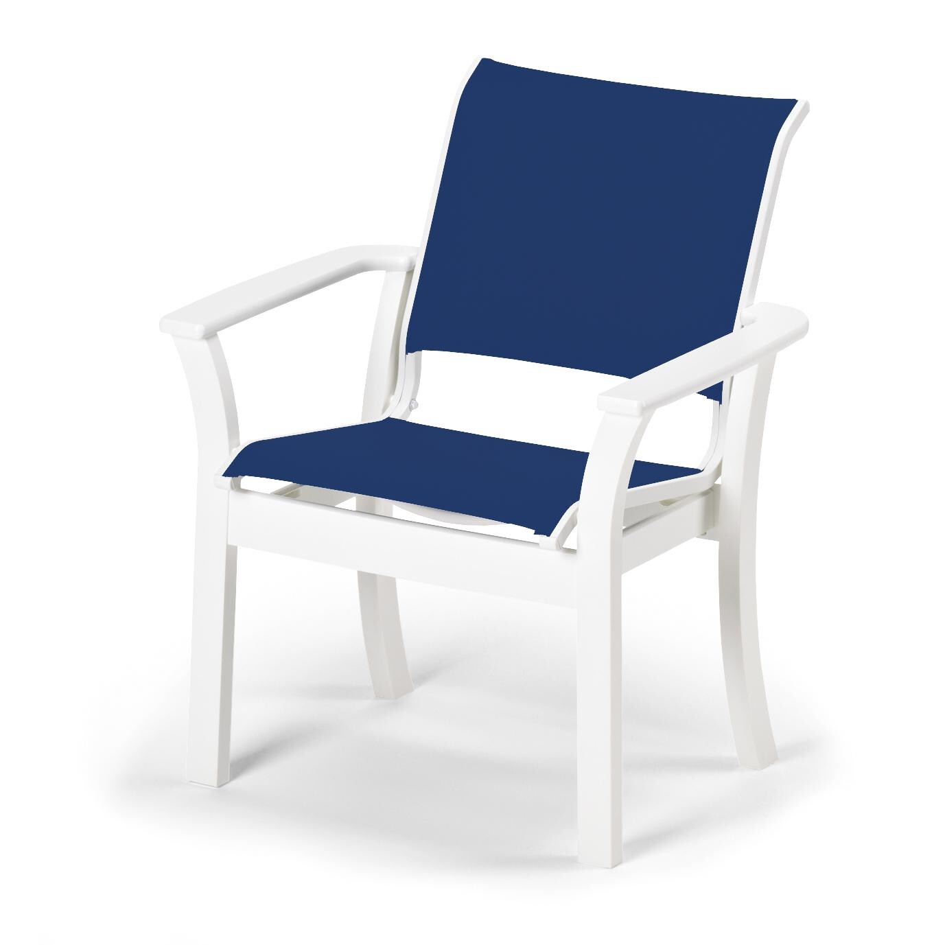 Leeward MGP Stacking Patio Cafe Chair With Sling Seating By Telescope Casual - Textured Snow/Cobalt