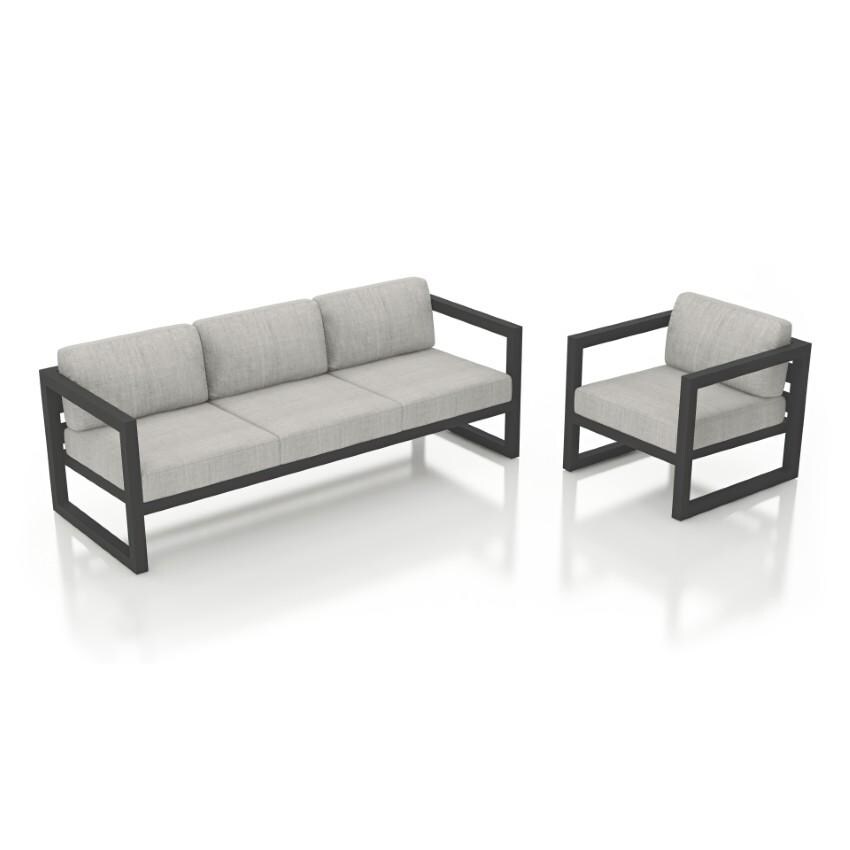 Misty Cove 2 Piece Seating Set In Slate w/Cast Silver Cushions by Lakeview - White Background thumbnail