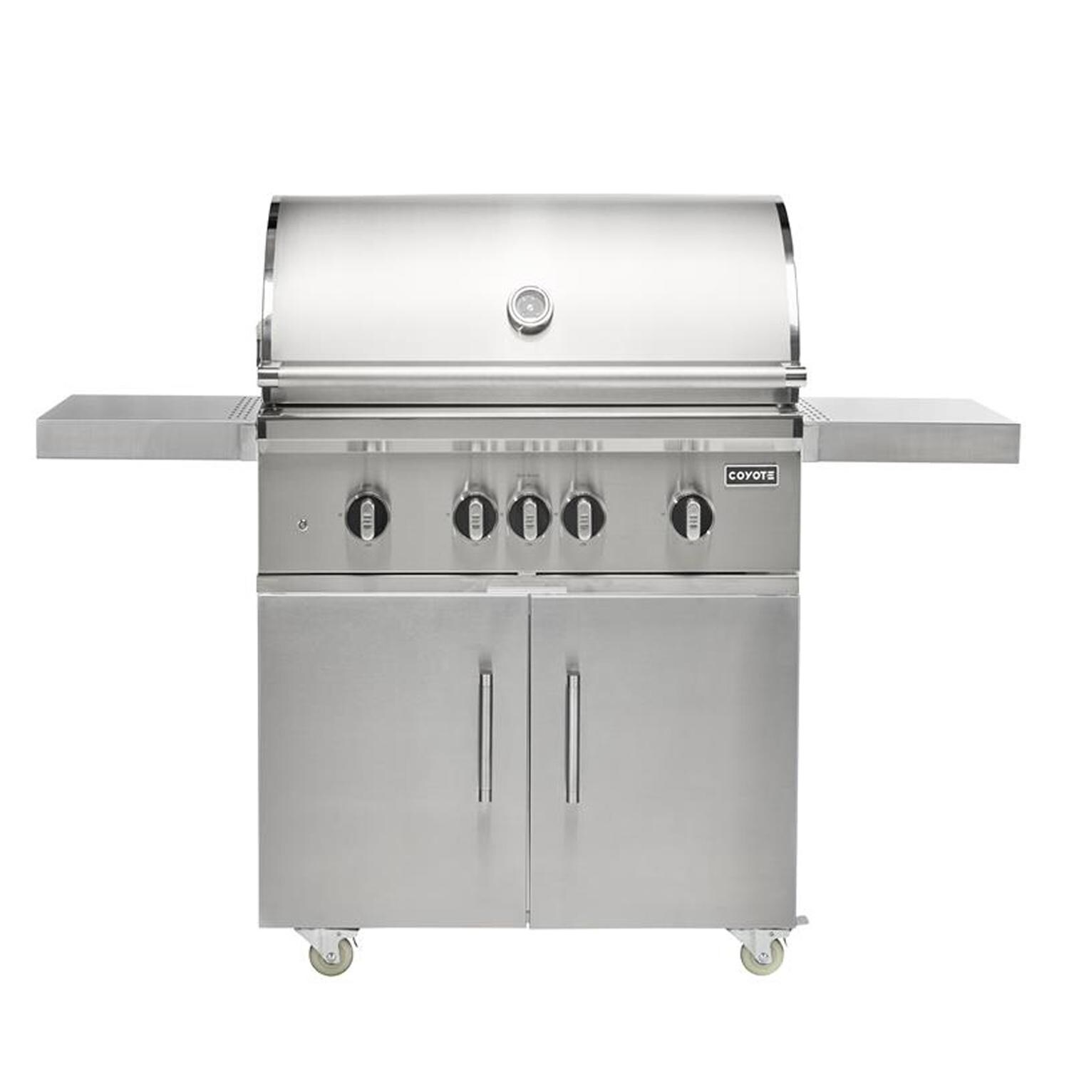 Coyote SL-Series 36-in 4-Burner Propane Grill w/ Sear Burner, Rotisserie, & Safety Valve