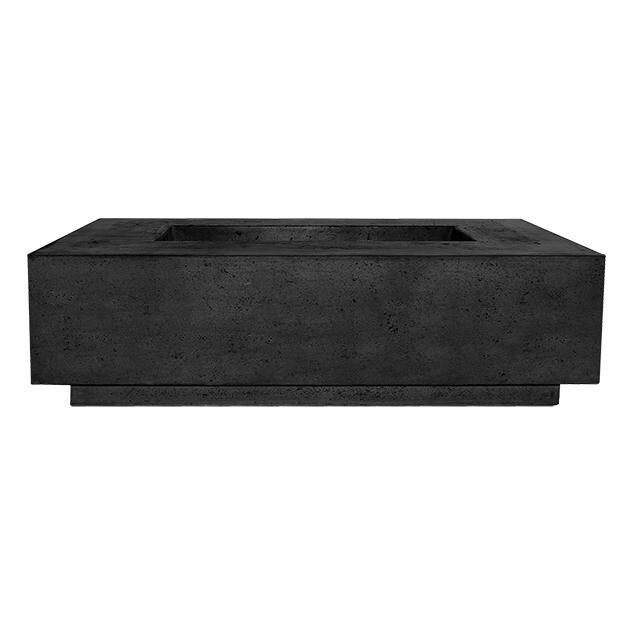 Tavola 1 56-in Rectangular GFRC Propane Fire Pit in Ebony by Prism Hardscapes