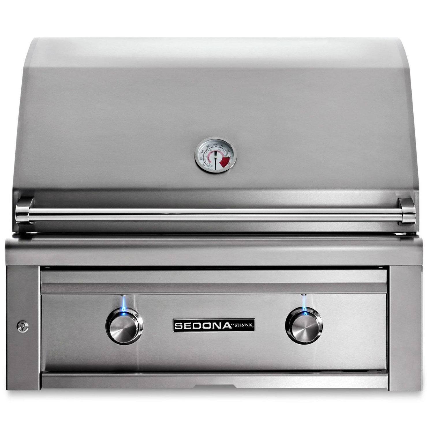 Lynx L501-NG Sedona 30 Inch Built-In Natural Gas Grill w/ Two SS Tube Burners - Lights On - White Background thumbnail