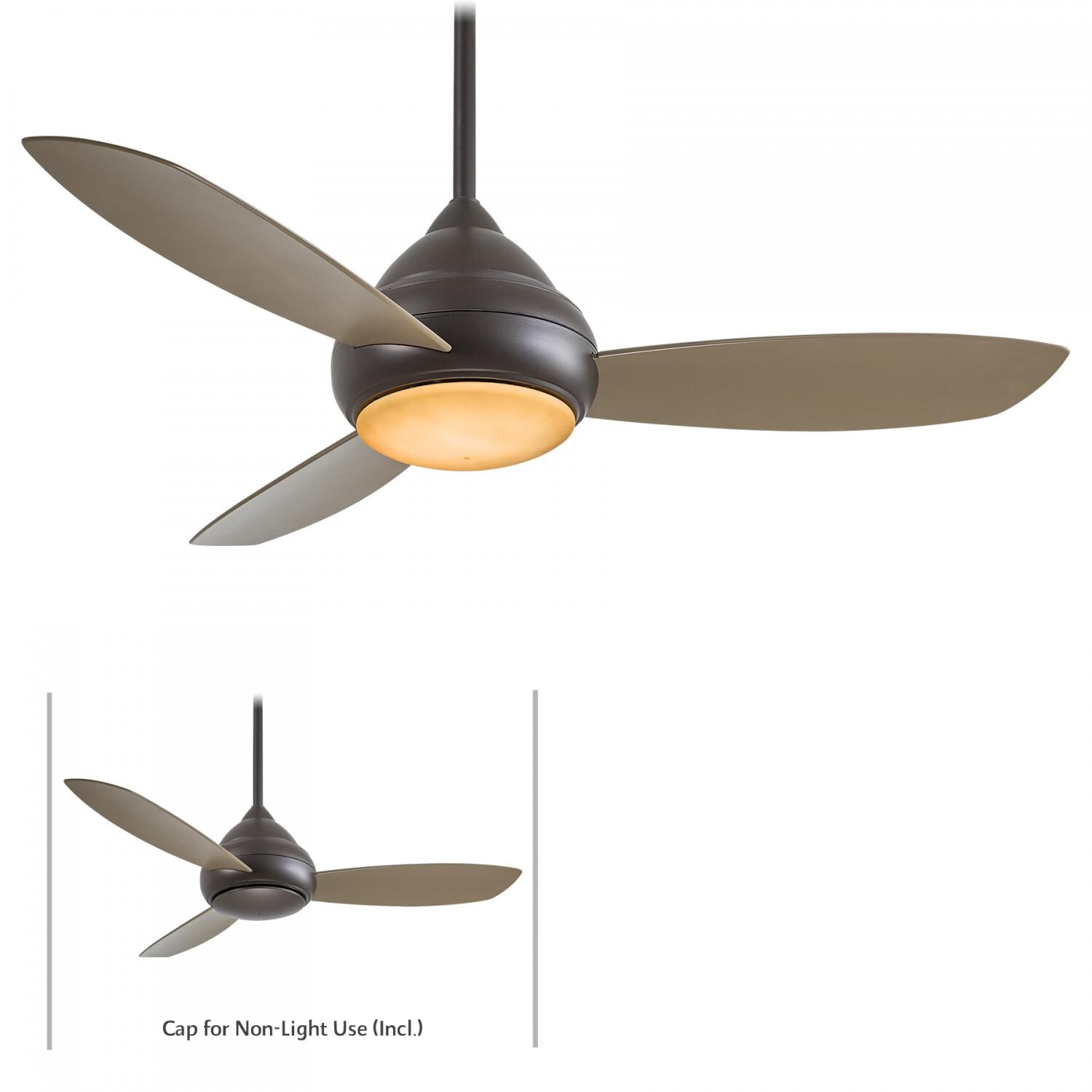Minka-Aire F476L-ORB Concept I Wet 52-Inch 3-Blade LED Ceiling Fan in Oil Rubbed Bronze Finish w/ Taupe Blades & Pietra Glass thumbnail