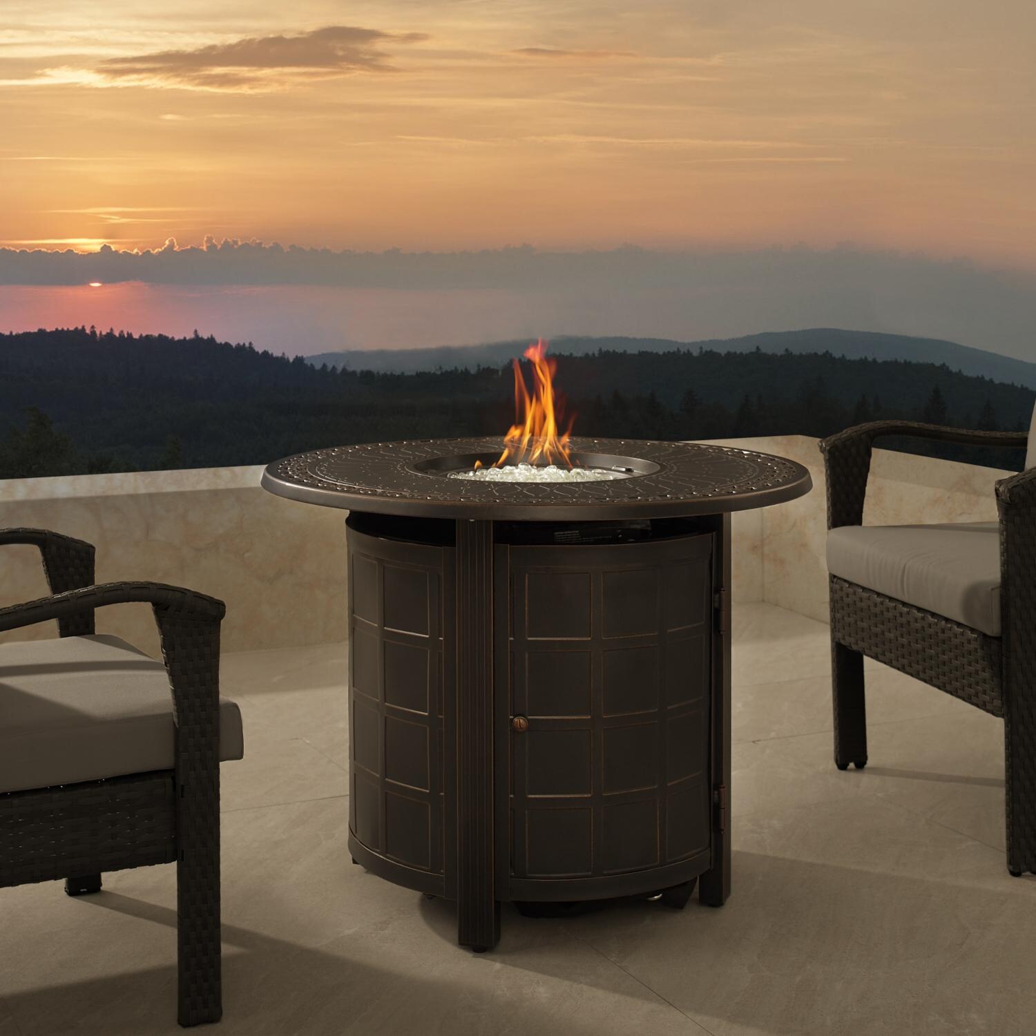 Ultimate Patio 63691-NG Lion Sands 34-Inch Round Aluminum Natural Gas Fire Pit thumbnail