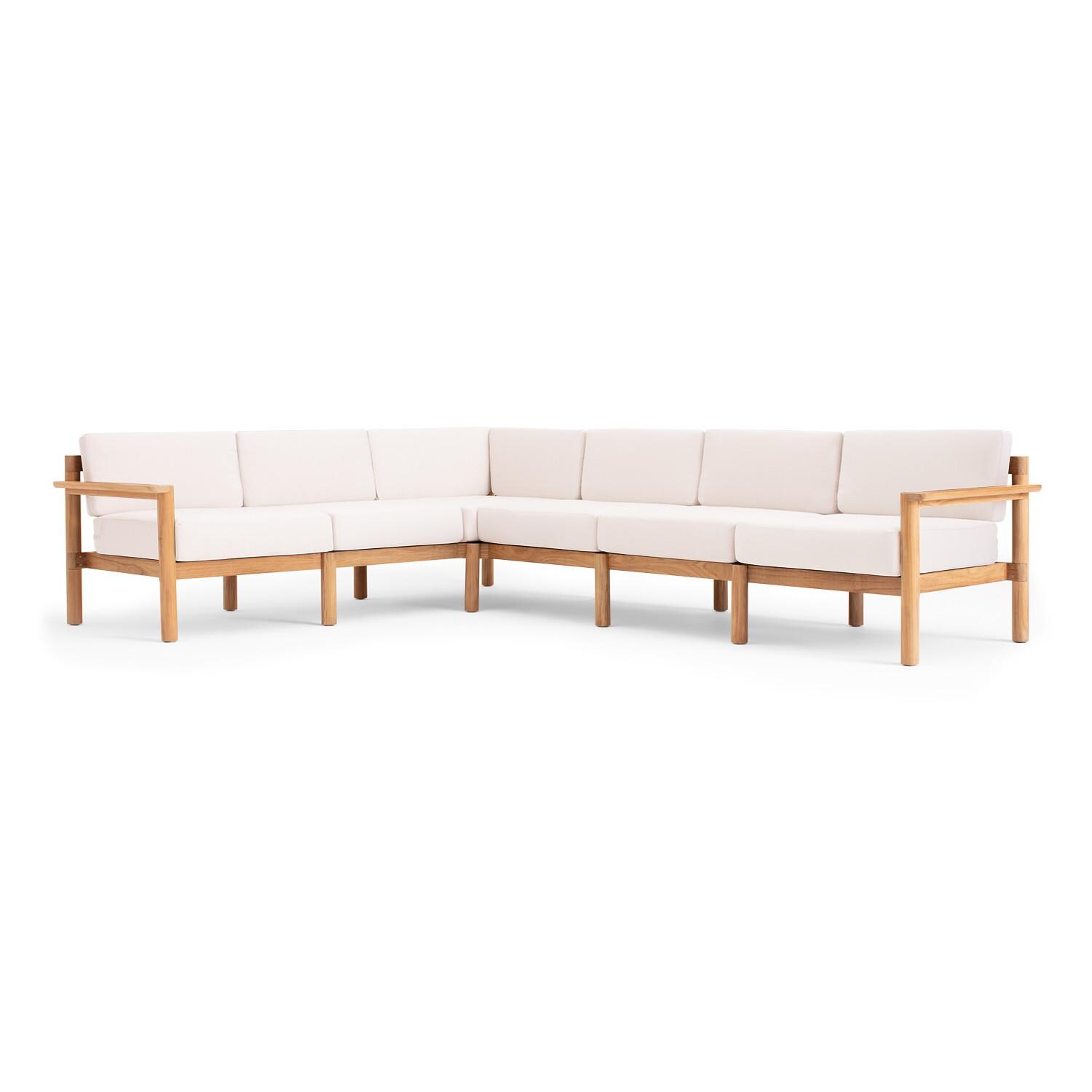 Neighbor 6 Piece Sectional W/ Teak Arms - Sunbrella Canvas image
