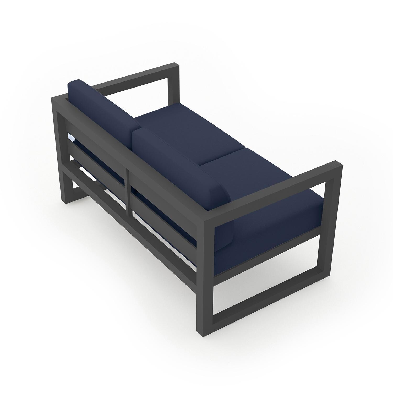 Misty Cove 2 Person Loveseat in Slate w/Spectrum Indigo Cushions by Lakeview - Back Angle View - White Background thumbnail