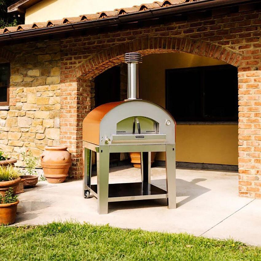 Fontana Forni FTROM-H-S Roma Hybrid Pizza Oven - Stainless Steel - On Portable Cart (Optional) - Lifestyle thumbnail