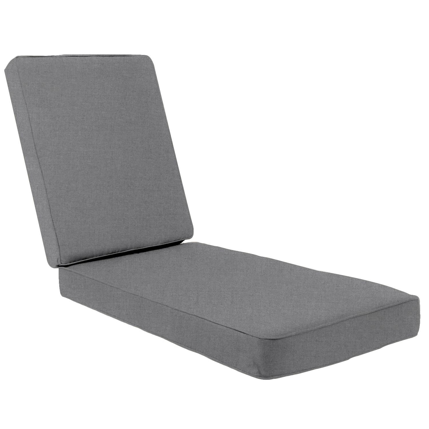 Sunbrella Cast Slate Long Outdoor Replacement Chaise Lounge Cushion W/ Piping By BBQGuys Signature
