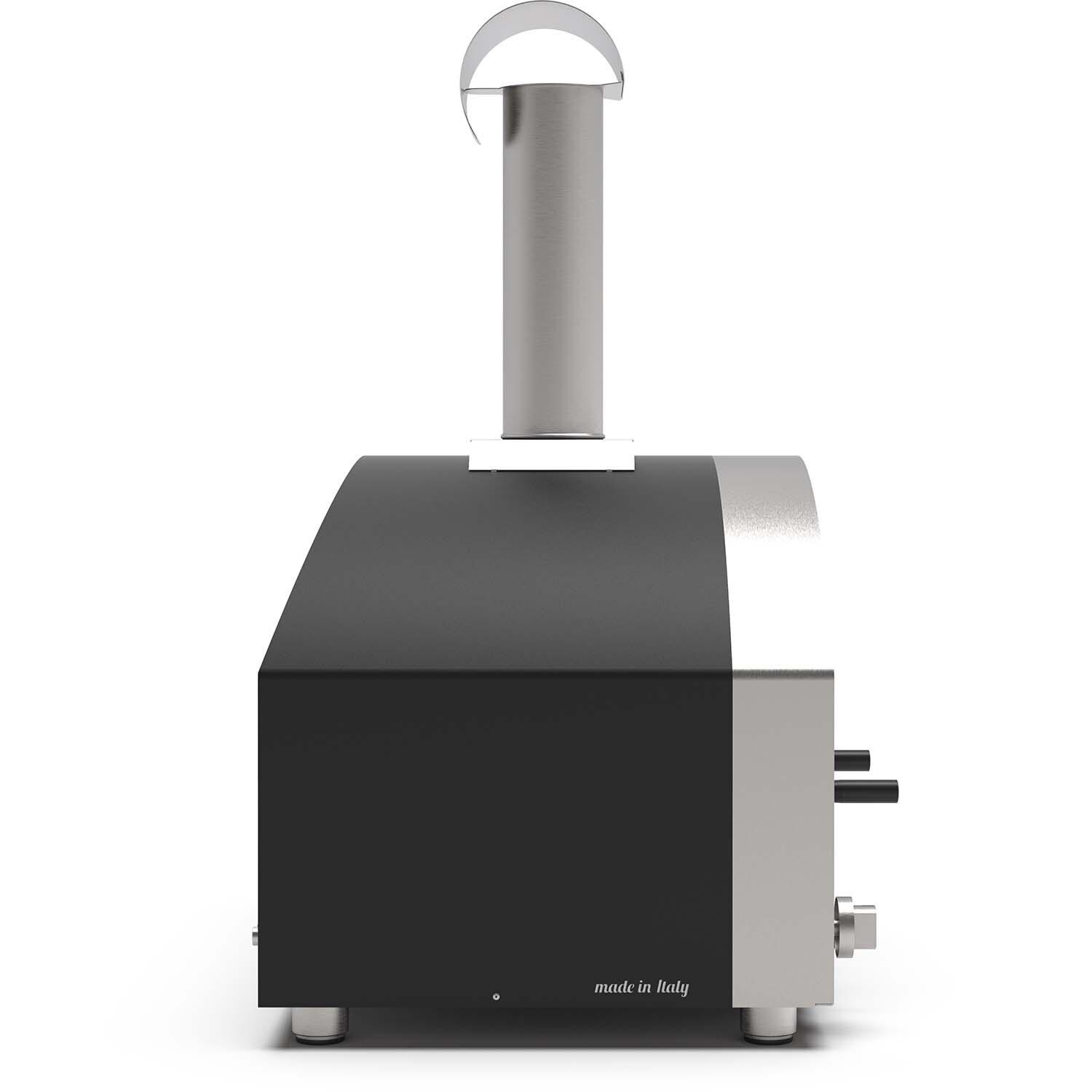 Alfa FXFT-2P-MNEGO-U Futuro 2 Pizze Natural Gas Pizza Oven - Wrinkle Black - Left Side View - White Background thumbnail