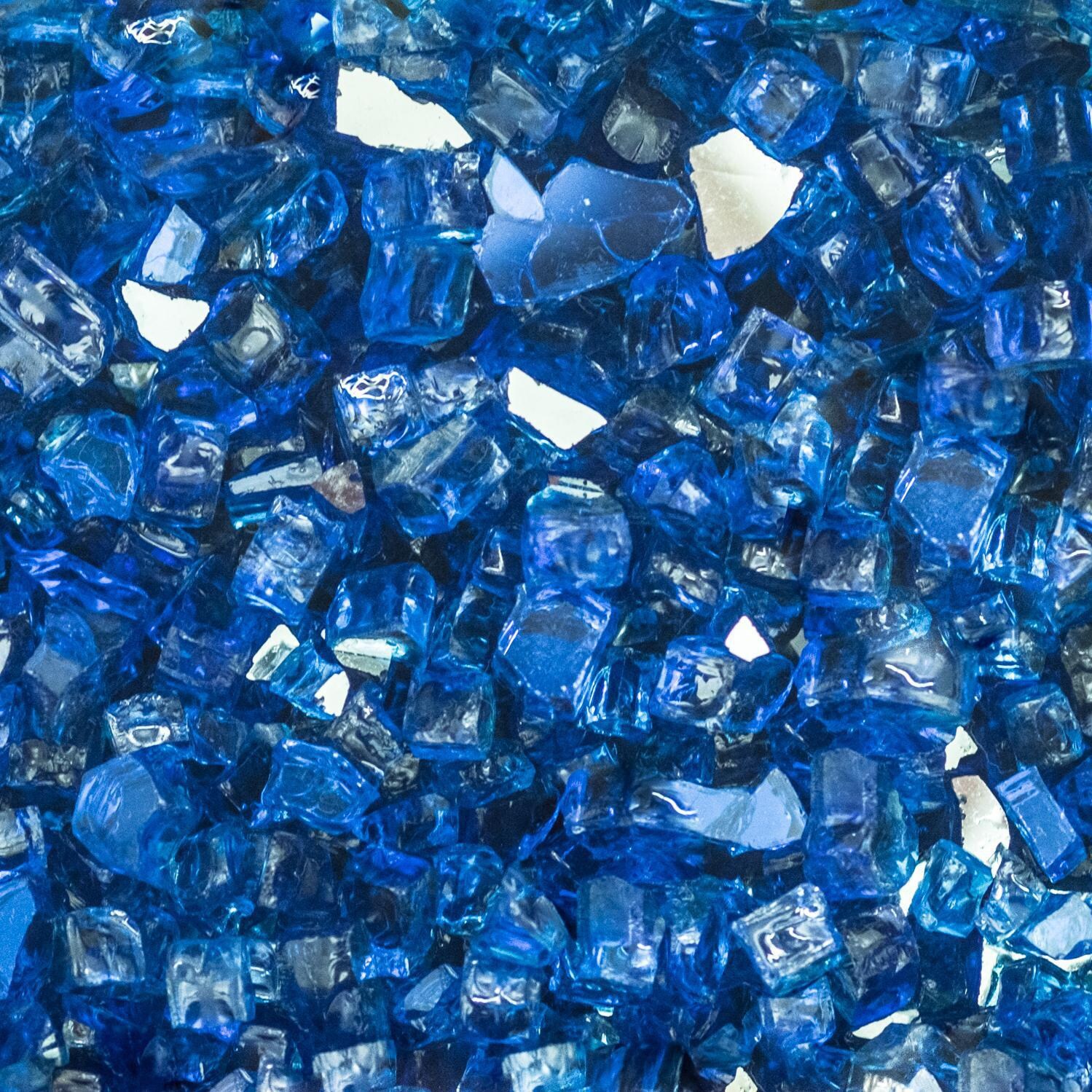 BBQGuys Signature Series 1/2-Inch Blue-Jay Reflective Fire Glass - Close-Up thumbnail