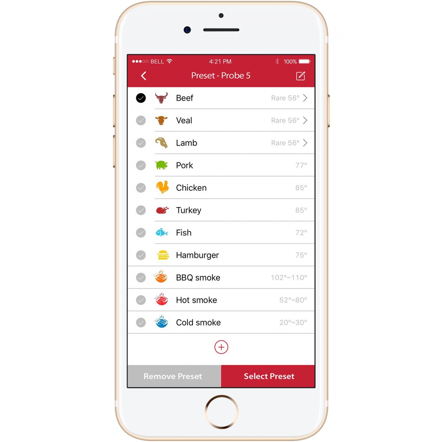 GrillEye App Preset Temperature Menu thumbnail