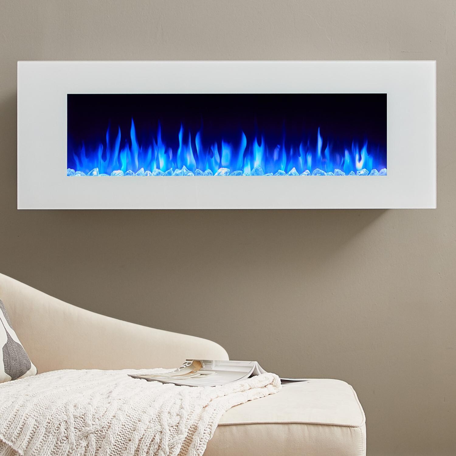 Real Flame 1330E-W DiNatale 50-Inch Wall-Mounted Electric Fireplace - White - On The Wall - Blue Flames thumbnail