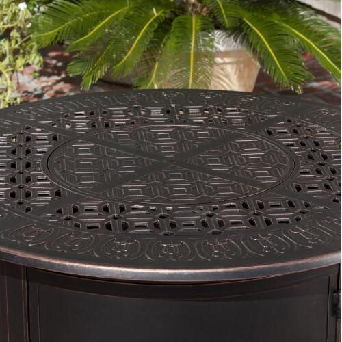 Ultimate Patio Cabin Parc 50,000 BTU Propane Round Fire Pit Table - Cast Aluminum - 62262 - Cast Aluminum Detail thumbnail