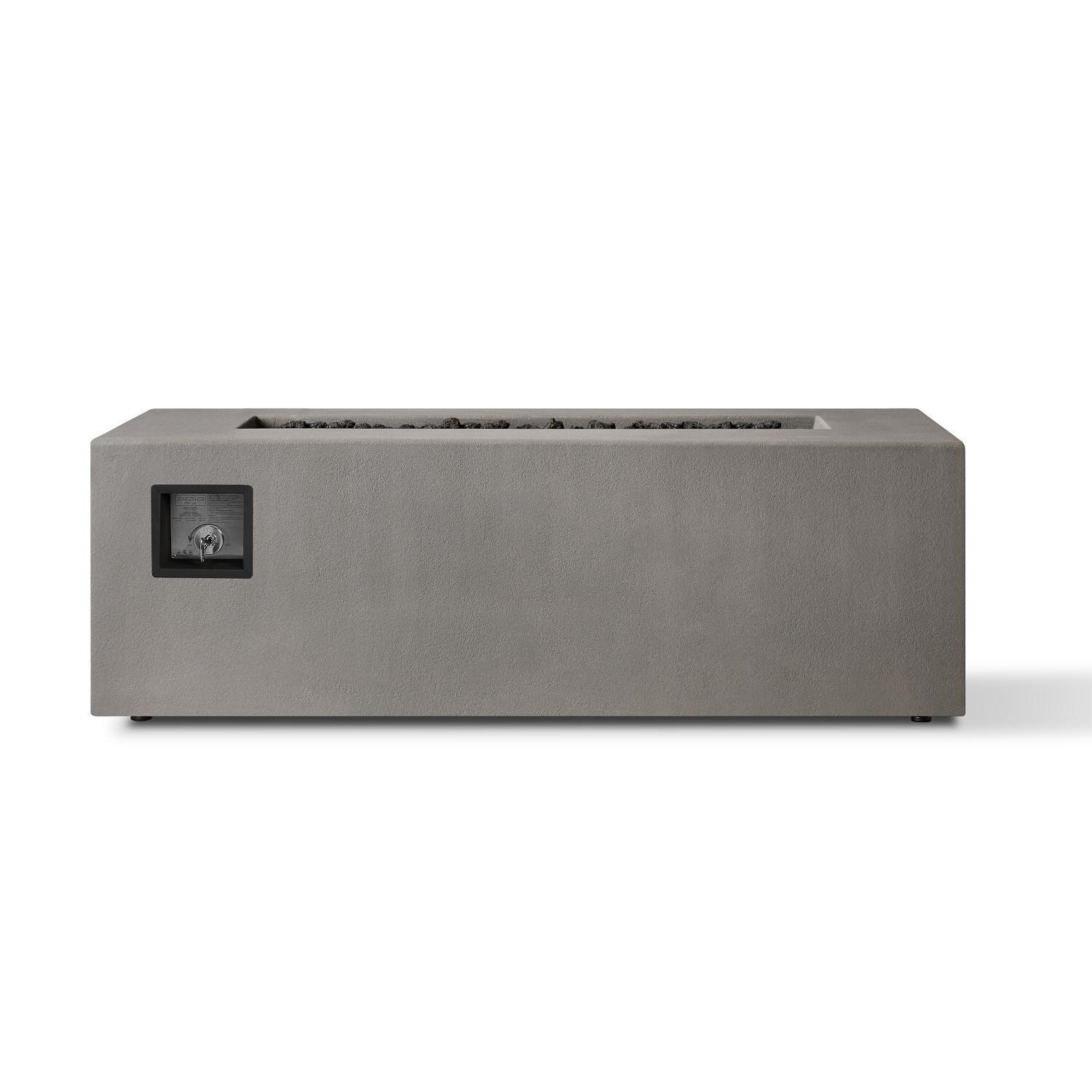 Olliewood 364NG-FLNT 60 Inch Rectangular Glass Fiber Reinforced Concrete Natural Gas Fire Pit Table in Flint by BBQGuys Signature - Side View - White Background thumbnail