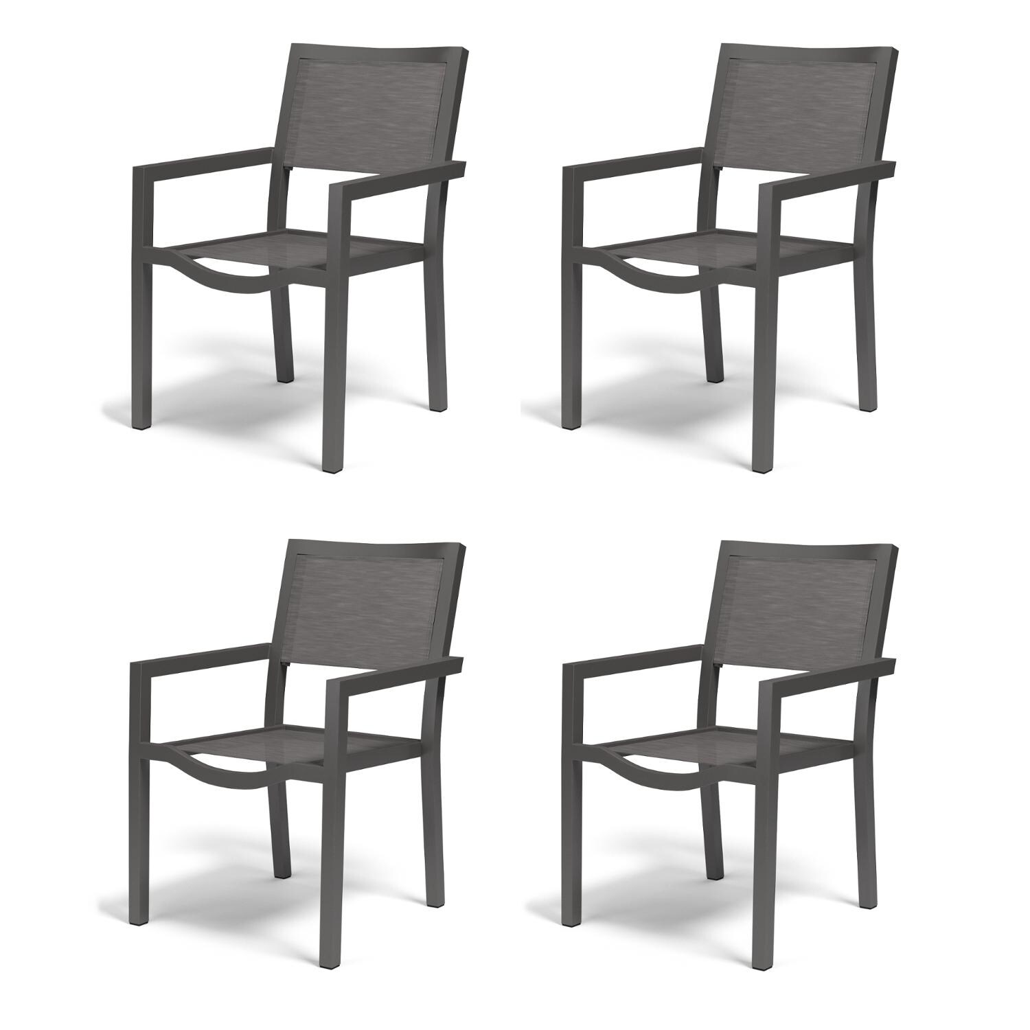 Sunset West - 1201-1 (4) - Vegas 4 Piece Aluminum Stackable Patio Sling Dining Chair Set W/ Textilene Graphite Slings thumbnail