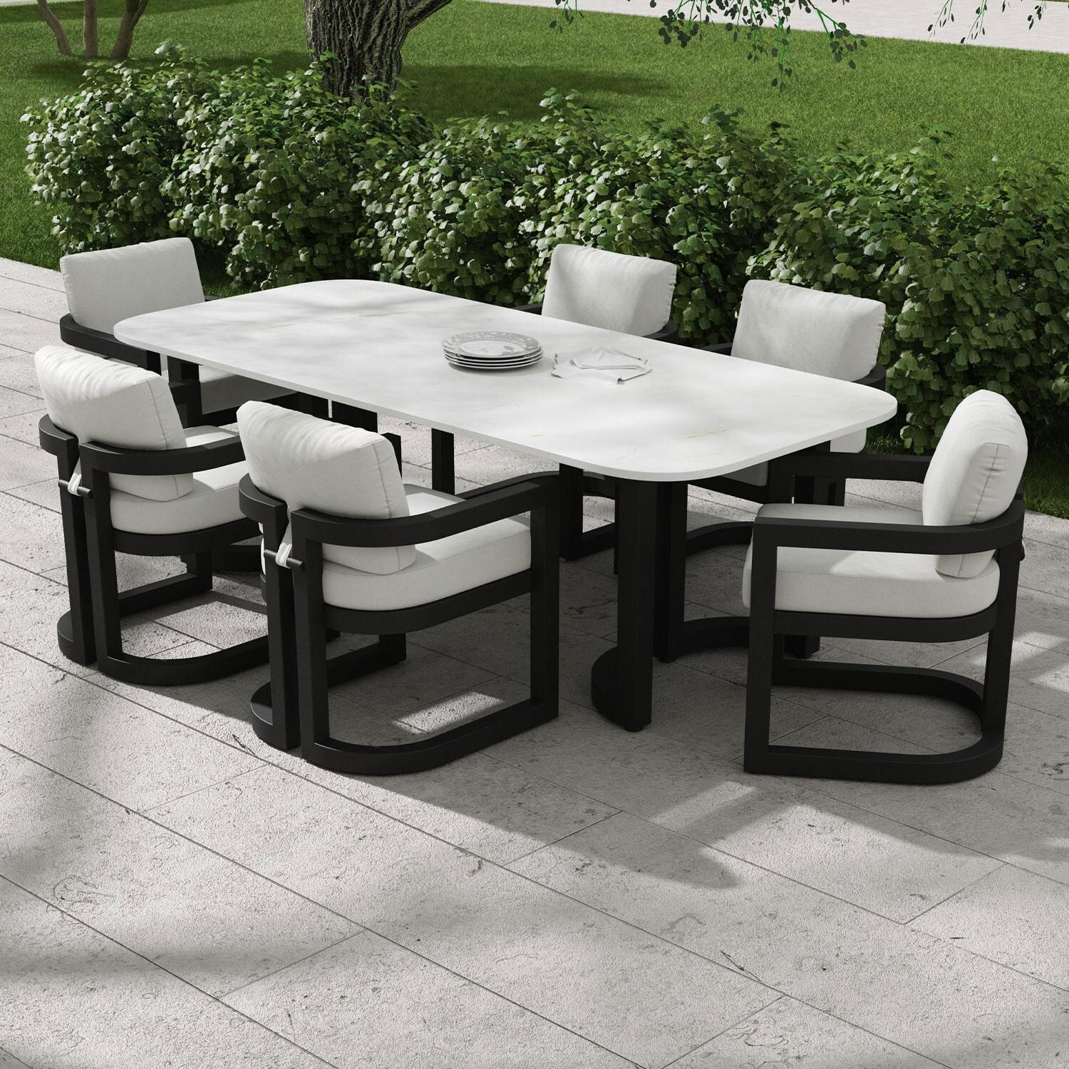 Malibu 7 Pc Aluminum Patio Dining Set By Sunset West