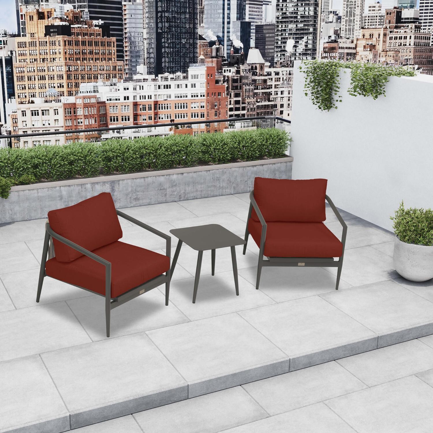 Lakeview Midnight Cove 3 Pc Aluminum Club Chair Seating Set in Slate/Pebble Gray/Canvas Henna - Top - Lifestyle thumbnail