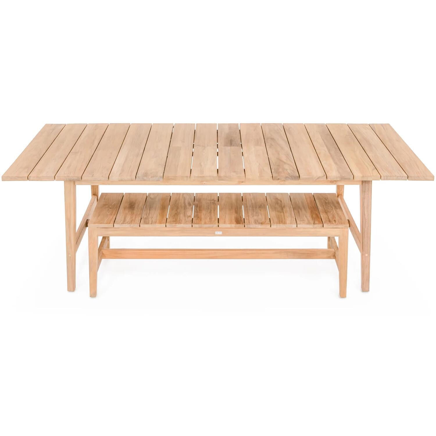 Teak + Table Capri Expansion 3 Piece Dining Set W/ Extend 72/96 Inch Table - Side - White Background thumbnail