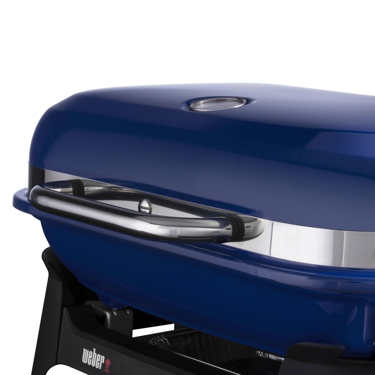 Weber 91300901 Deep Ocean Blue Lumin Compact Portable 1560 Watt Electric Grill - Front Handle thumbnail