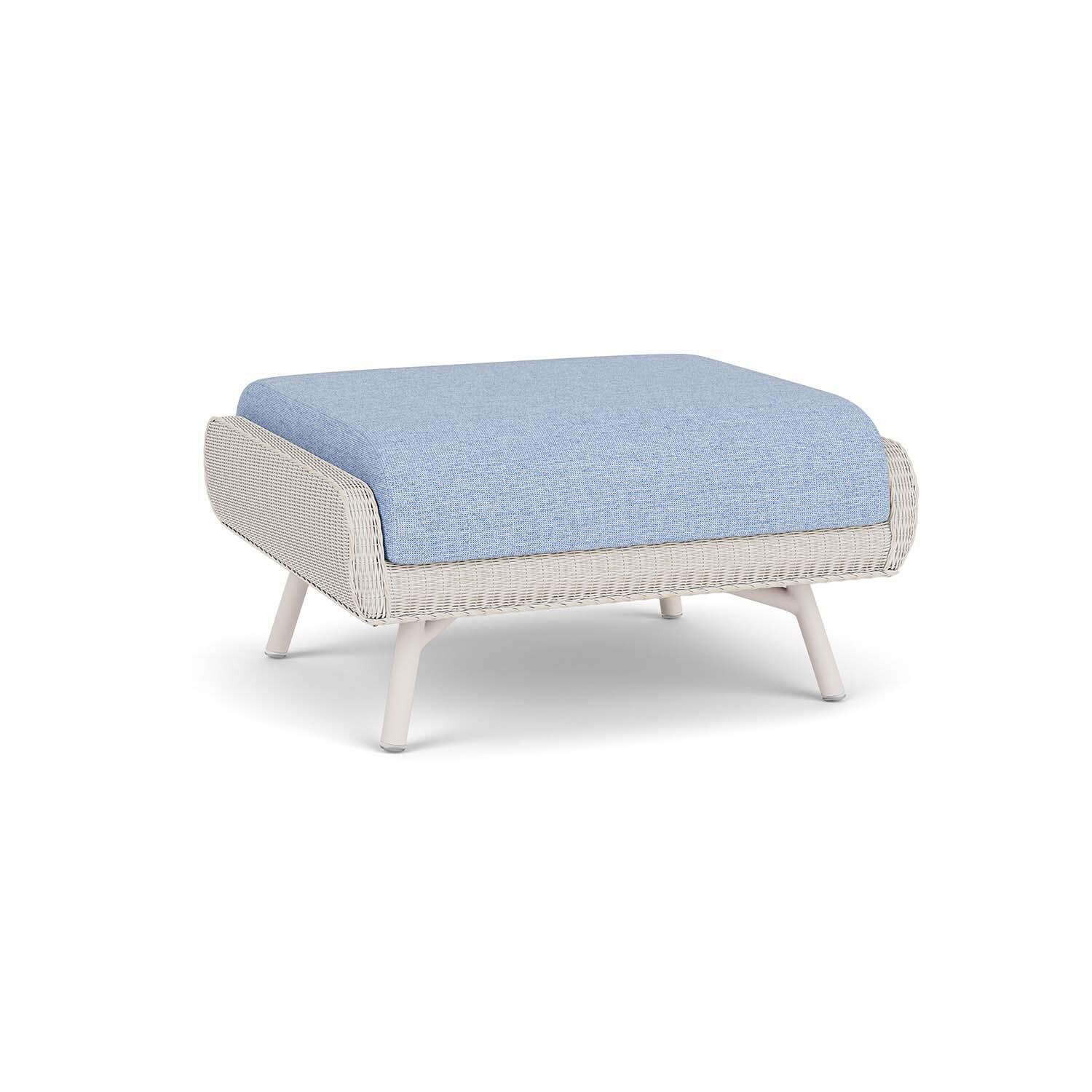 Lloyd Flanders Essence Ottoman W/Demo Skyway Fabric - Antique White Finish - Back Left thumbnail
