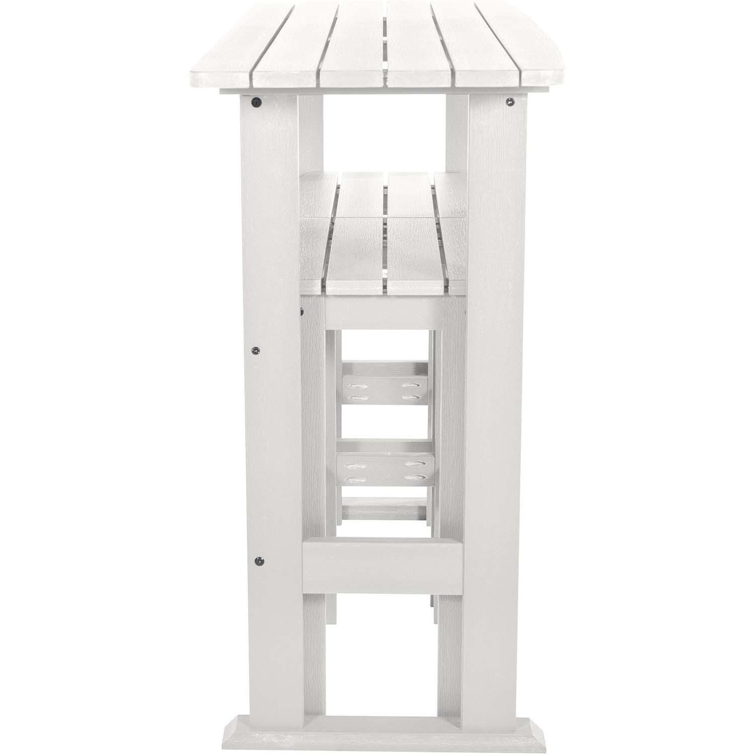 Hart Lane 3 Pc Recycled Plastic Bar Height Dining Set in White By Lakeview Outdoor Designs - Stools Stored - White Background thumbnail