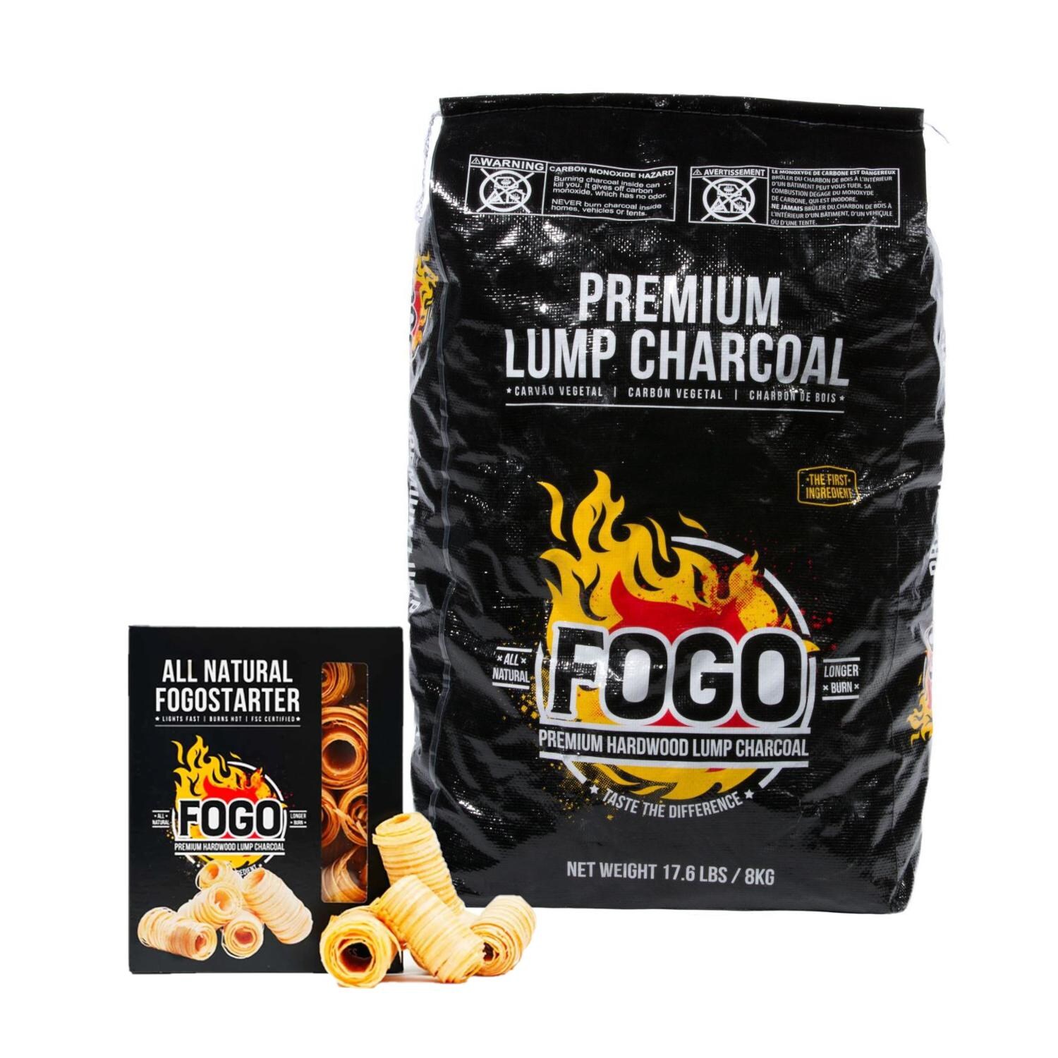 FOGO Charcoal 17.6 Lb Premium Natural Hardwood Lump Charcoal & FOGOStarters Combo Kit thumbnail