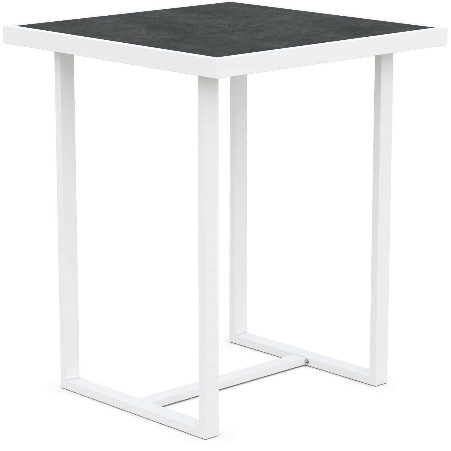 Azzurro Living Pavia 35 Inch White Aluminum Bar Table W/ Micron Dekton Top - Angled - White Background thumbnail