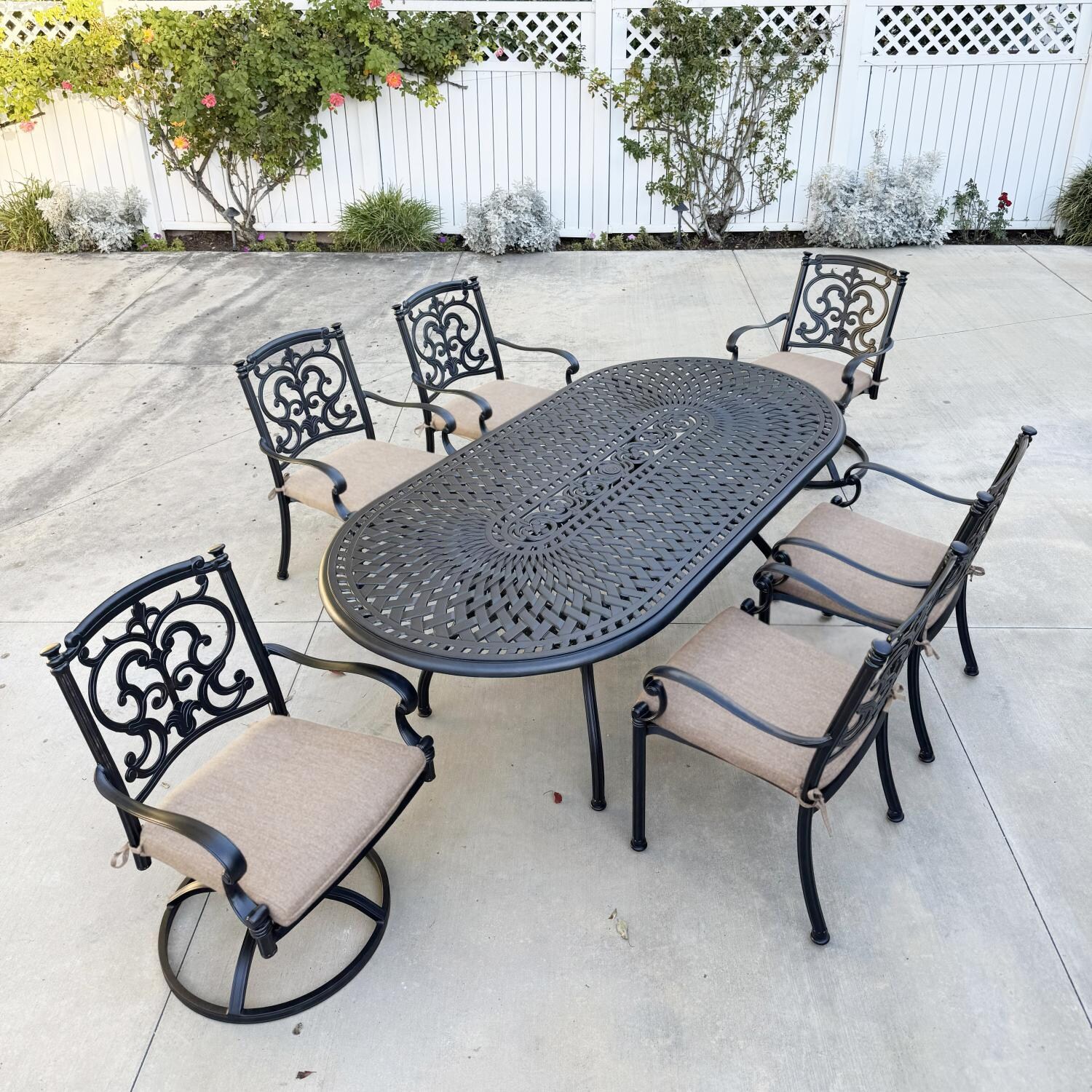 Darlee Santa Barbara 6-Person Patio Dining Set - Antique Bronze - Lifestyle thumbnail