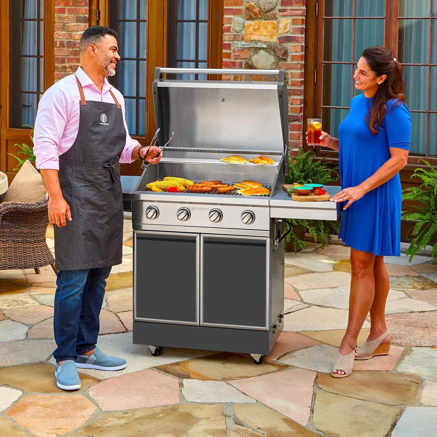 TYTUS Charcoal Grey 4-Burner Propane Gas Grill - T400PCCLP-0.0.0 - Charcoal Grey Grill - In Use  thumbnail