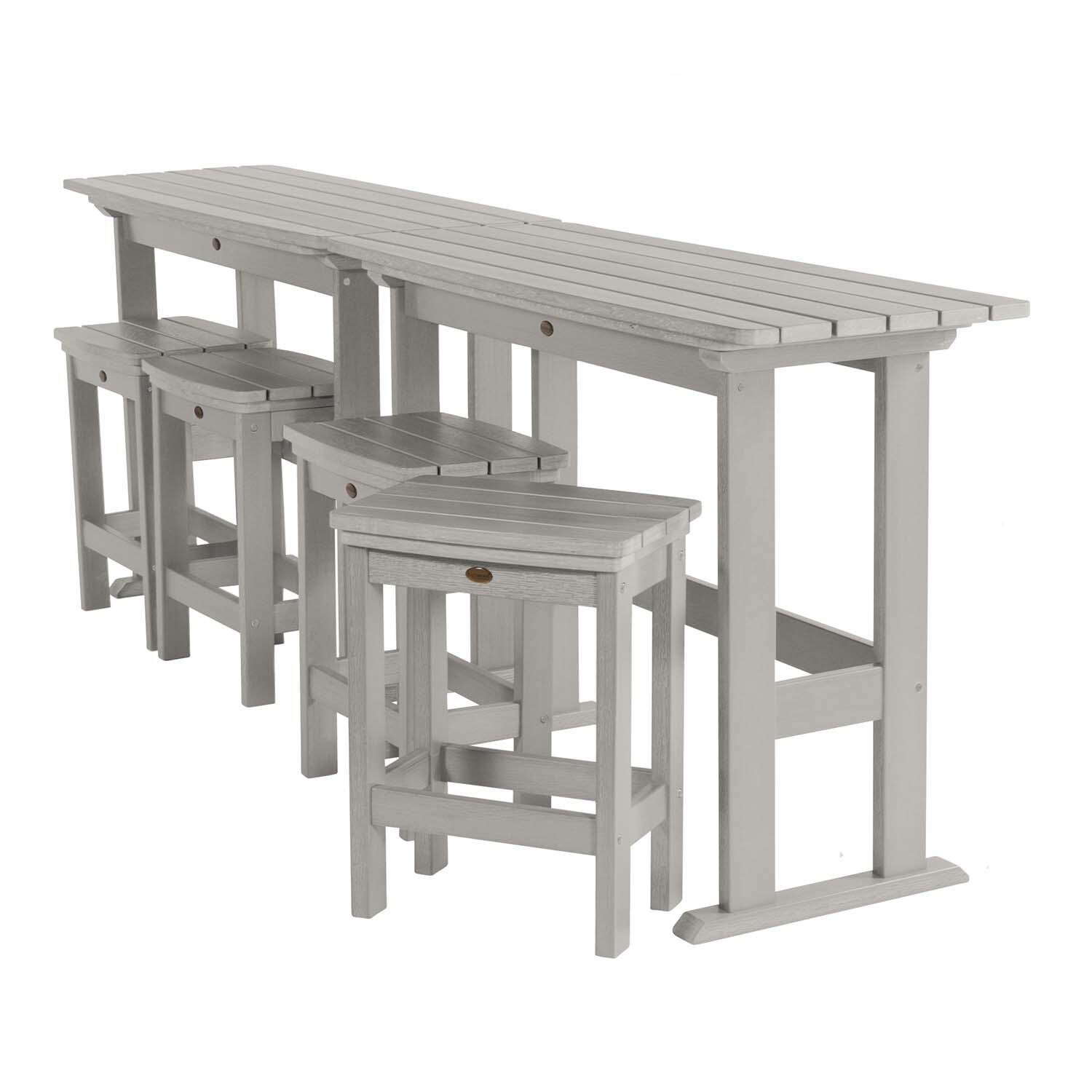 Hart Lane 6 Pc Recycled Plastic Counter Height Dining Set in Harbor Gray By Lakeview - Tables Against Railing - White Background thumbnail