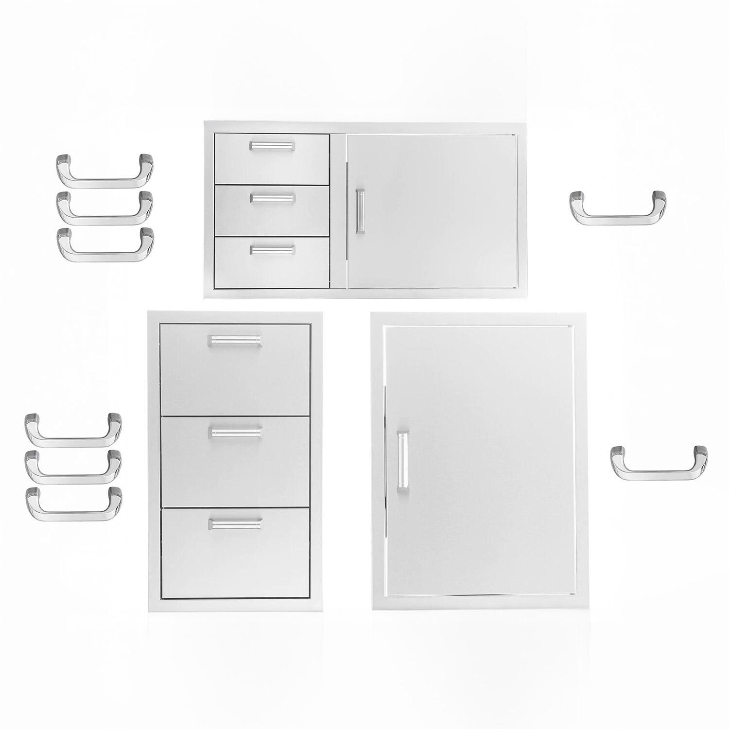 BBQGuys Signature 3 Pc 39-in Door & Triple Drawer Combo, Single Access Door, & Triple Drawer Outdoor Kitchen Storage Package
