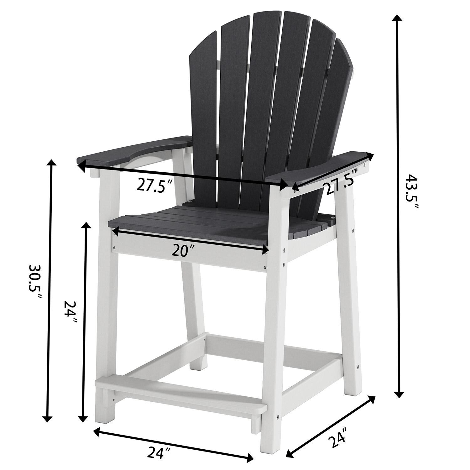 Lakeview Outdoor Designs LV-3311-5 Estatewood 5 Pc Polyresin Bar Set in White - Chair Dimensions - Dimensional thumbnail