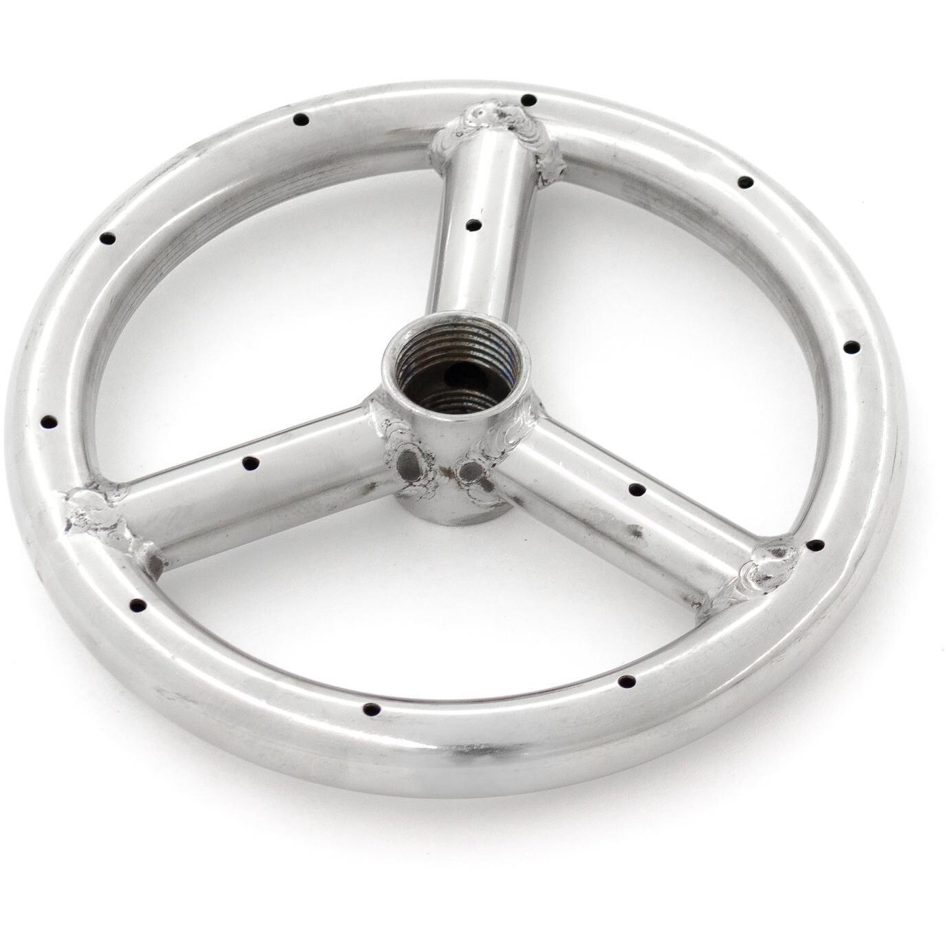 BBQGuys Signature 6-Inch Three-Spoke Round Natural Gas Single-Ring Burner - Stainless Steel