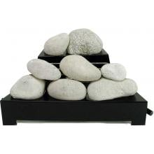 Rasmussen 20-Inch White ALTERNA See-Thru FireStone Set With Vent Free Propane Black Chassis Burner - Manual Safety Pilot