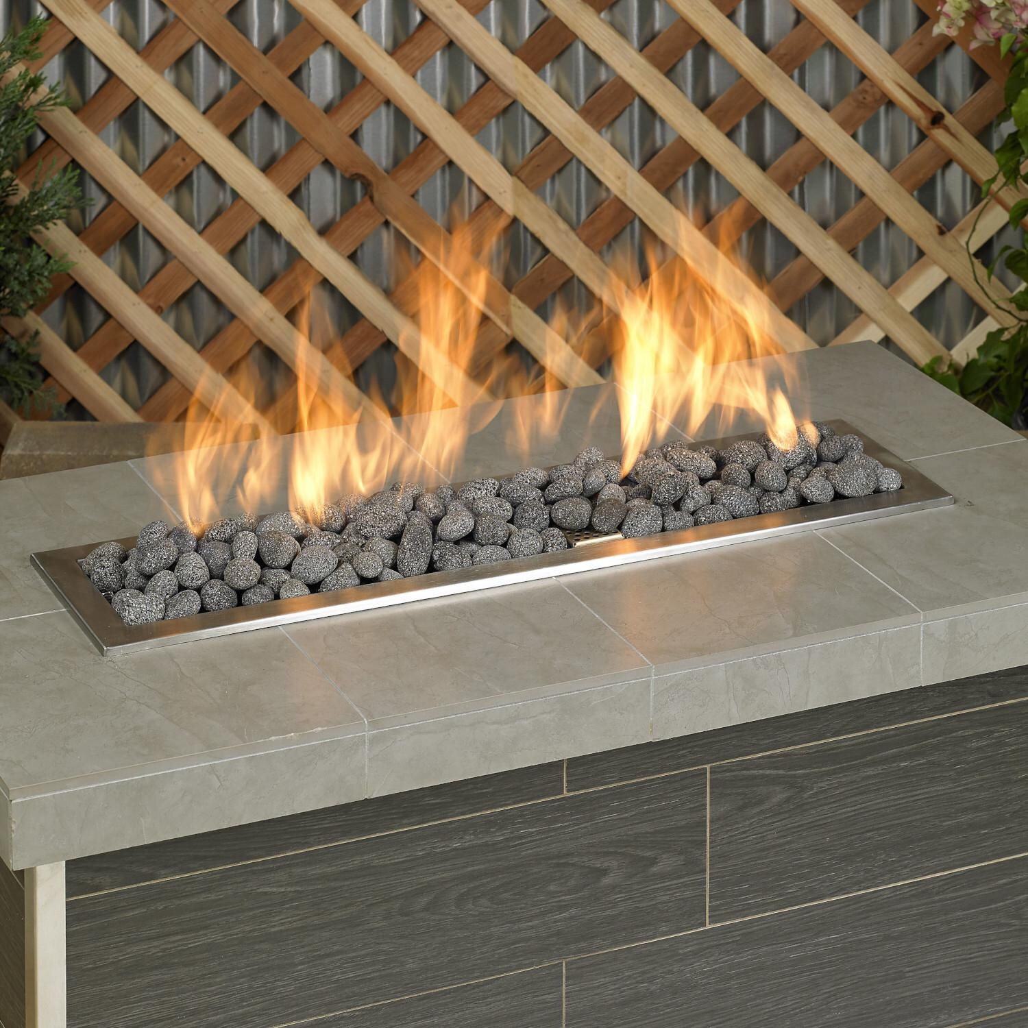 BBQGuys Signature LAVAST-S-20 Small Gray Tumbled Lava Stone - In Use Low Flame thumbnail